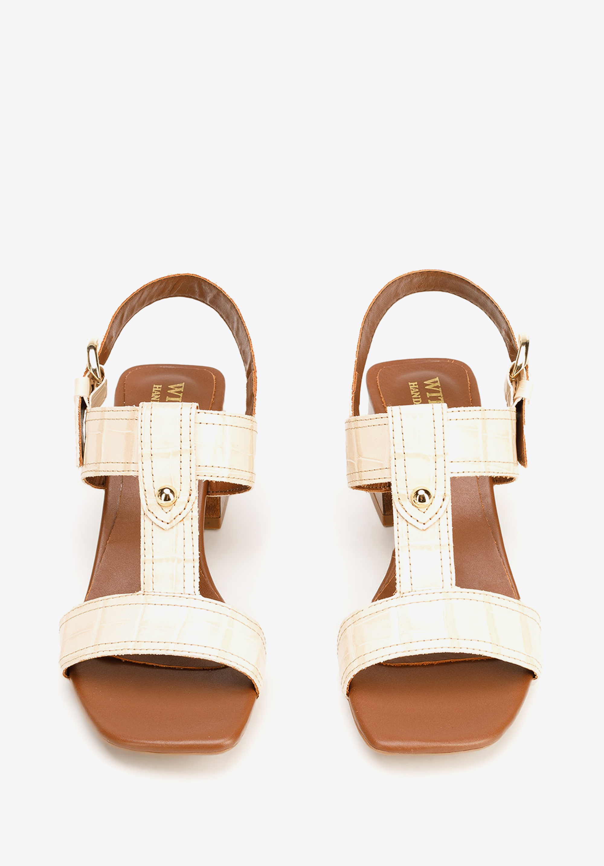 Sandały ze skóry croco na słupku