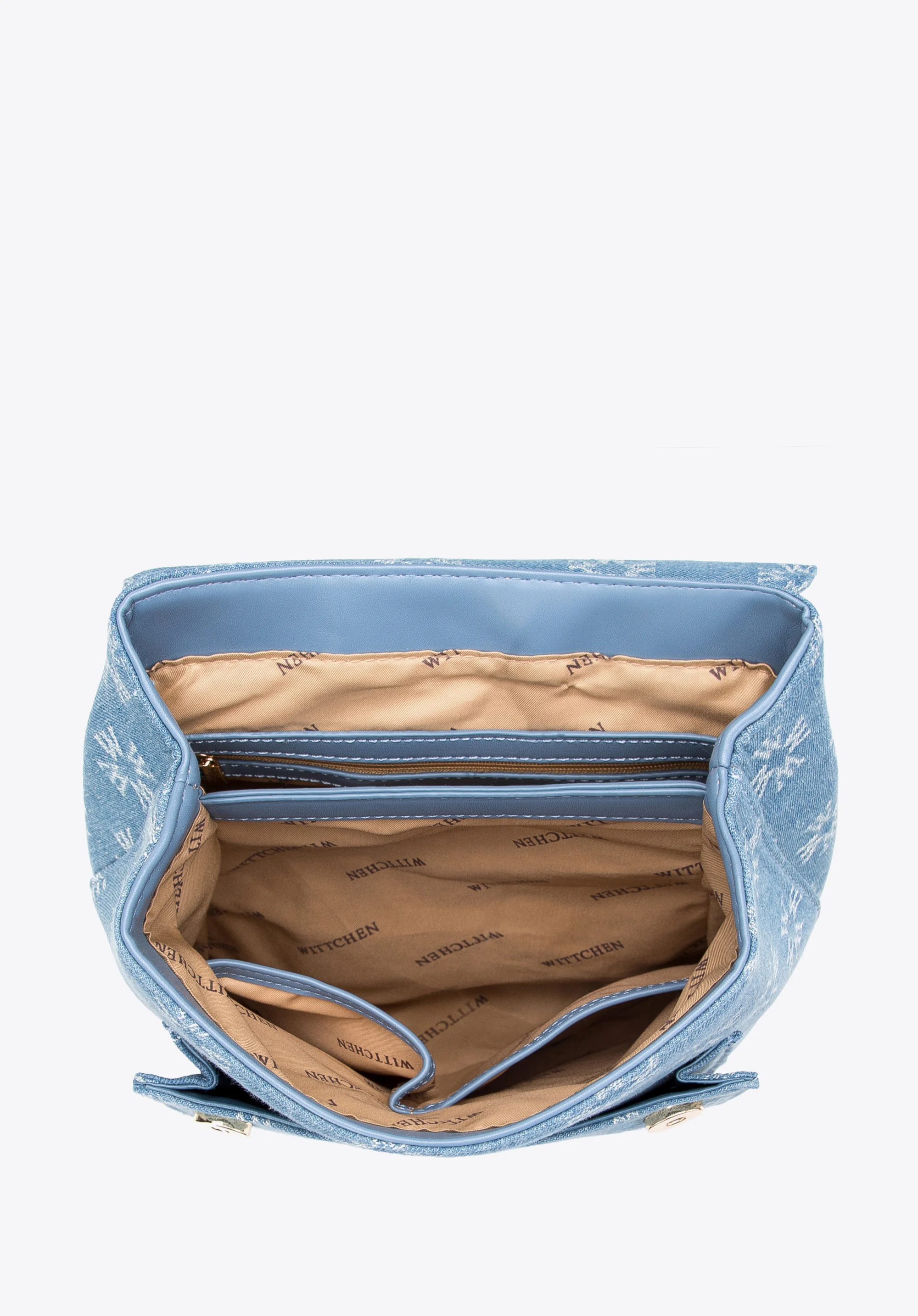 Damski plecak dżinsowy w monogram z etui