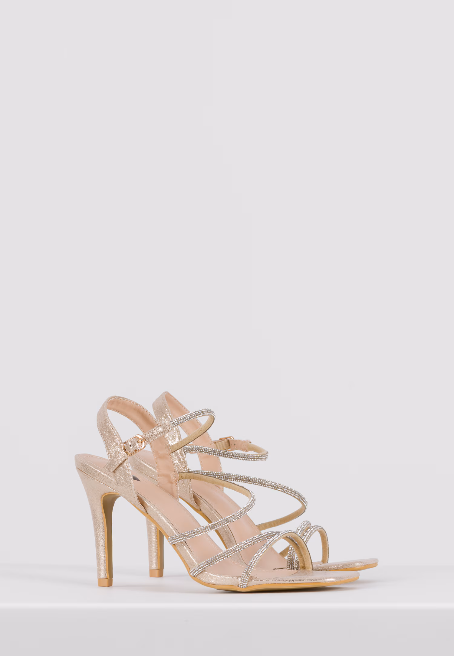 WJS złote błyszczące sandały damskie