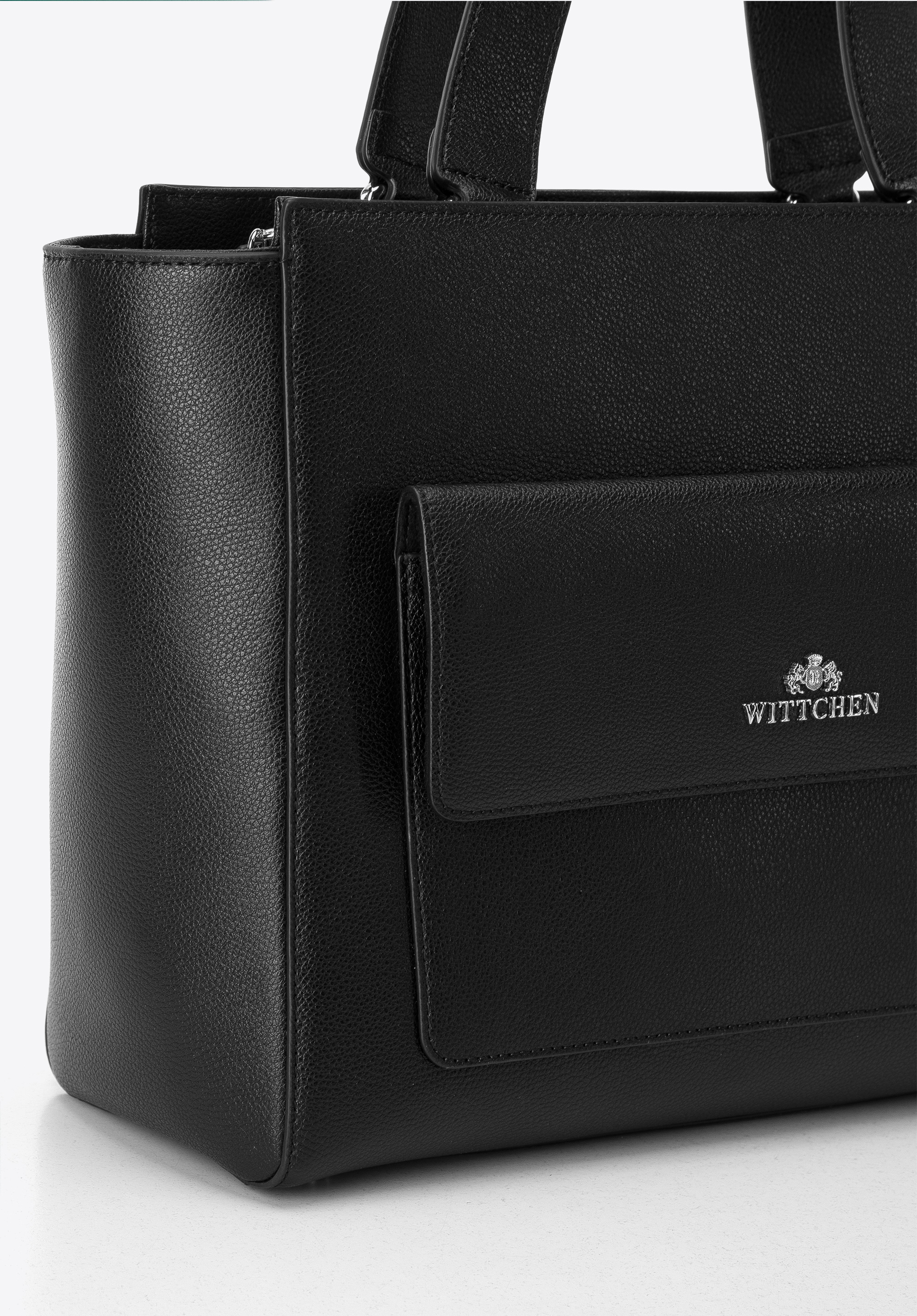 Torebka shopperka skórzana z kieszenią z przodu