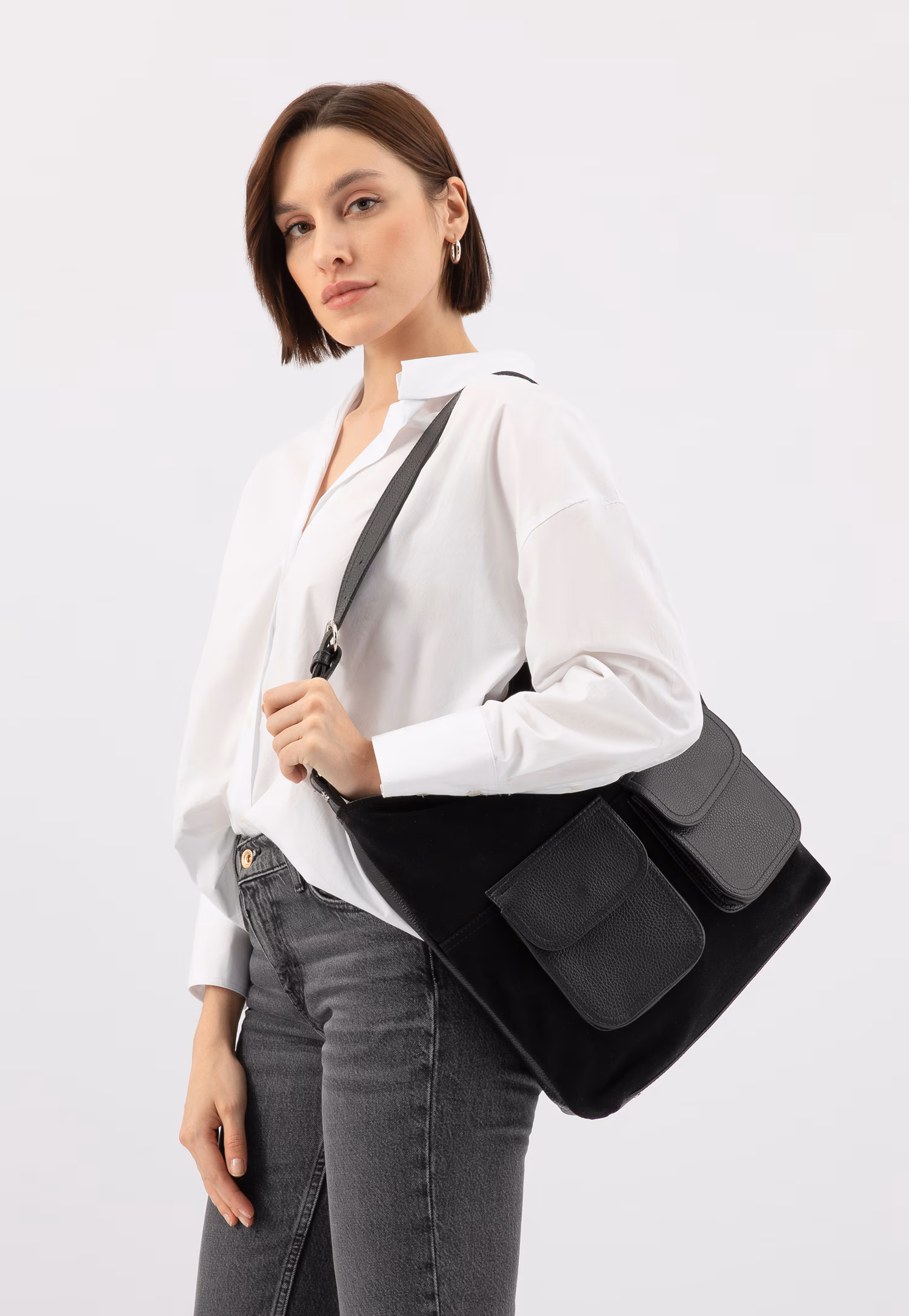 Ciemnobrązowa torebka skórzana damska