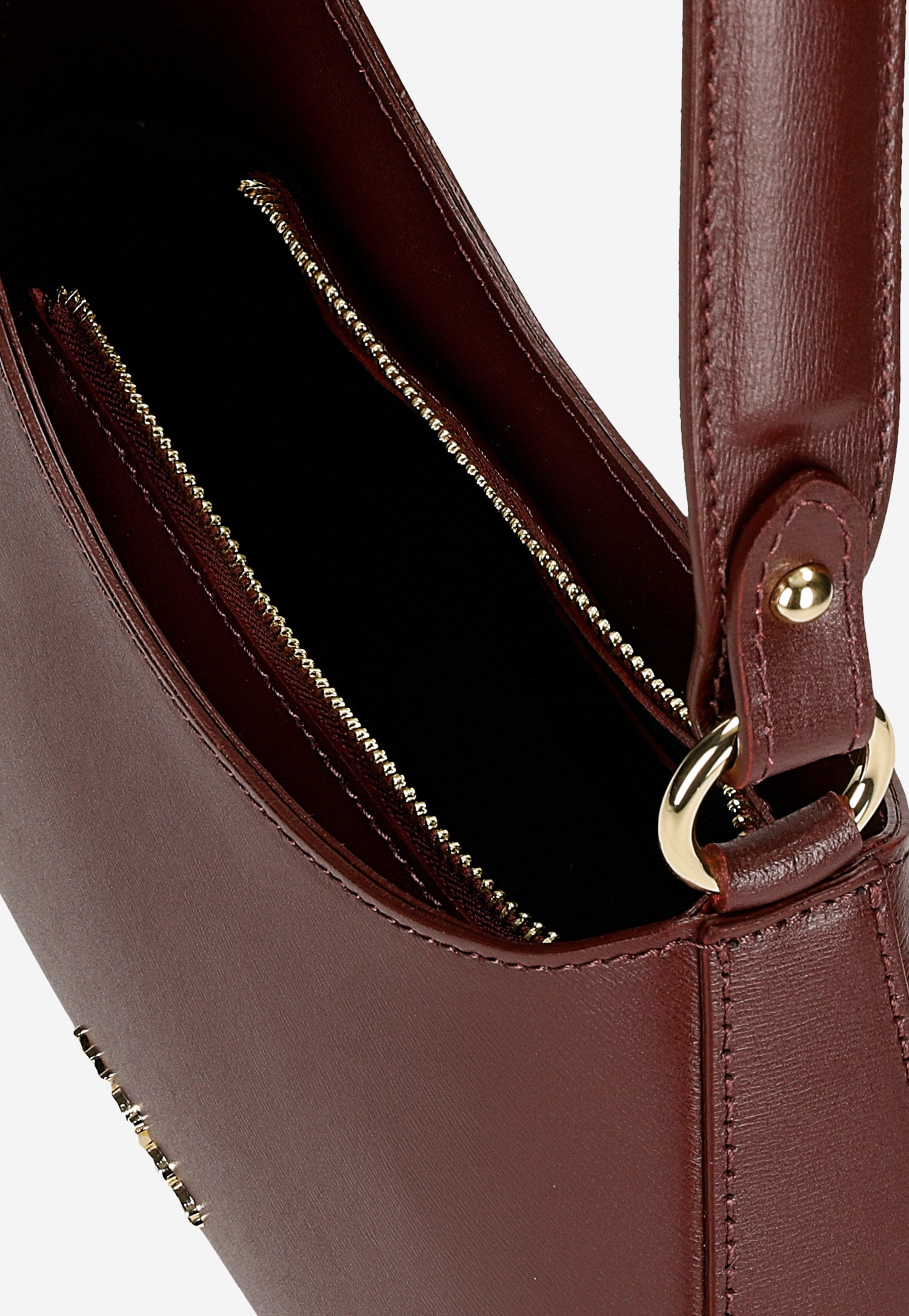 Brązowa skórzana asymetryczna torebka typu bagietka