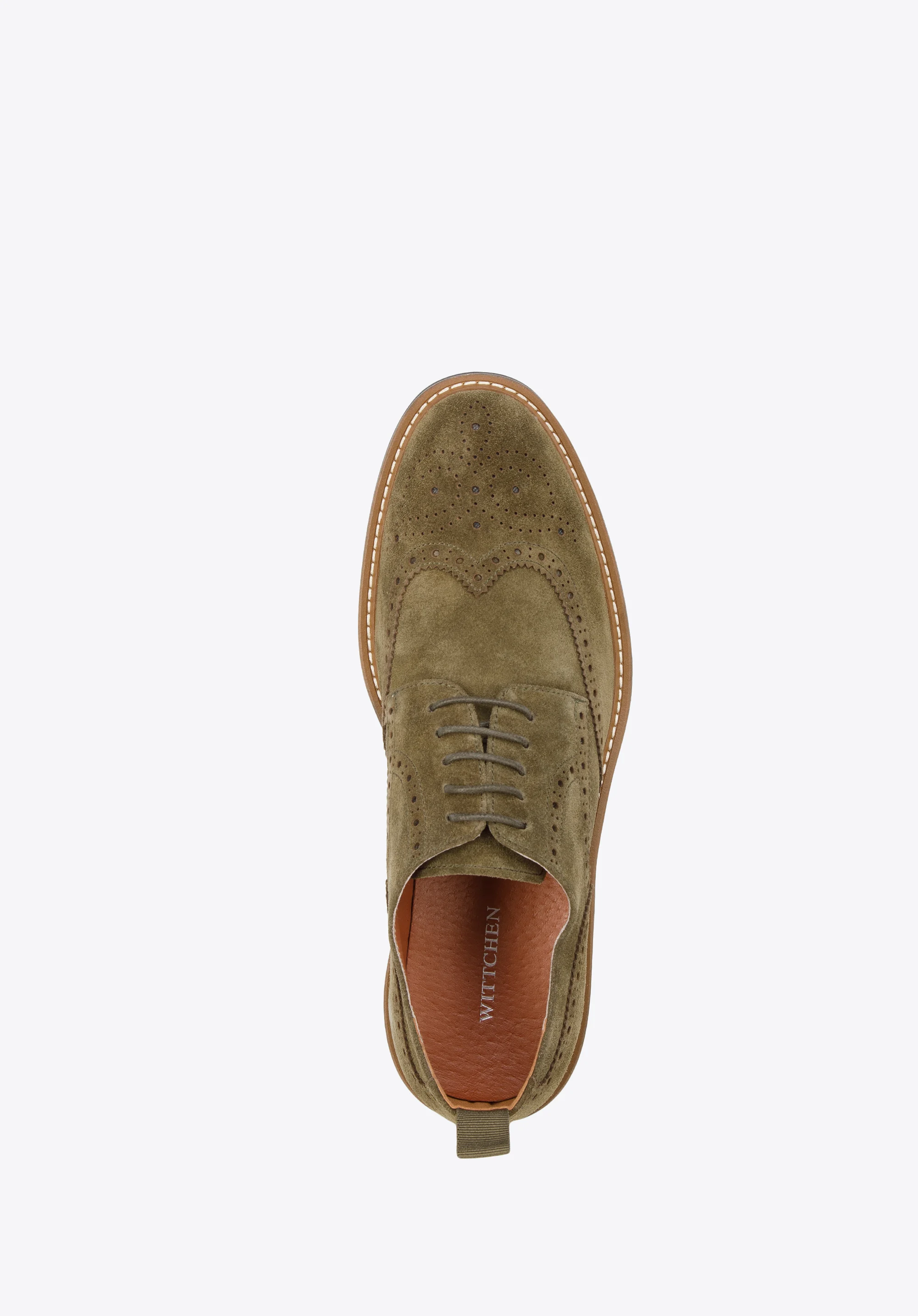 Męskie brogsy zamszowe z kontrastową nitką