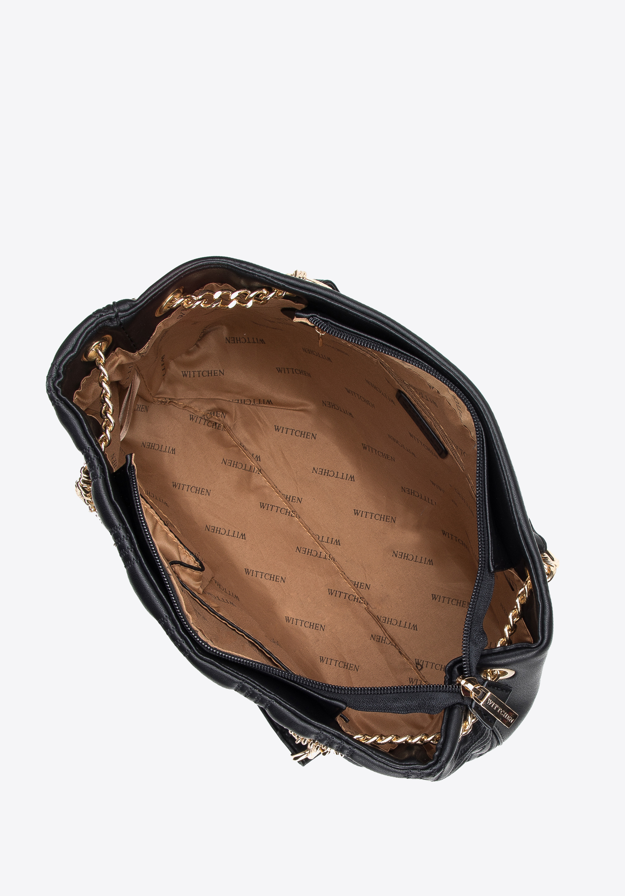 Torebka shopperka z pikowanej ekoskóry z łańcuszkiem średnia