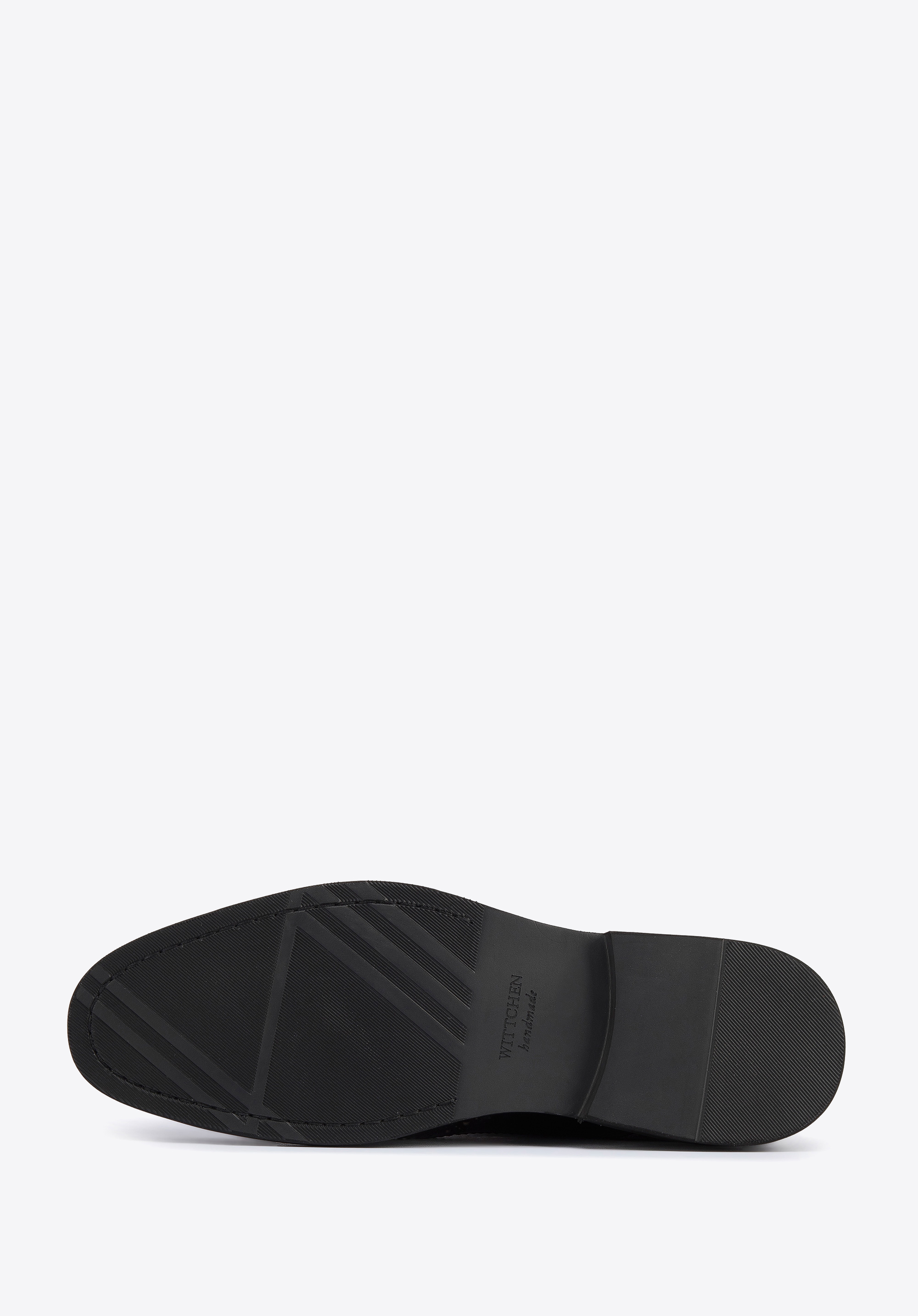 Męskie trzewiki ze skóry z motywem w jodełkę