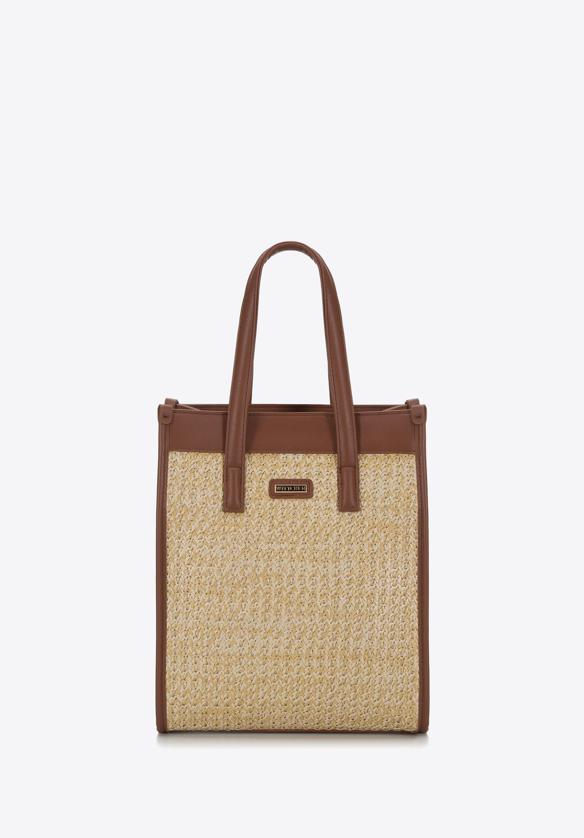 Torebka shopperka z plecionką mała