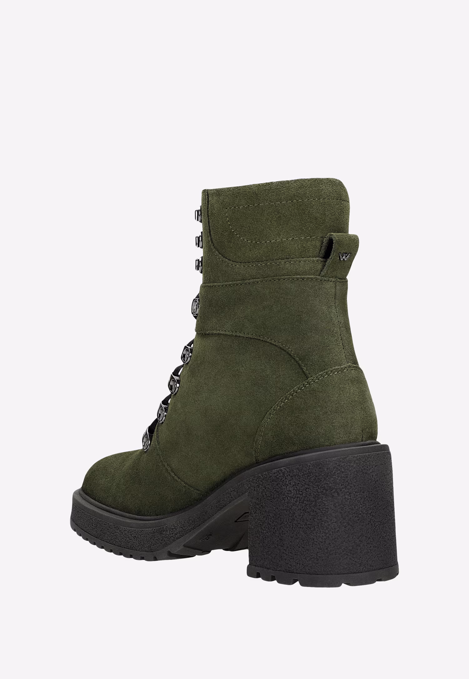 Zielone bikery damskie na stabilnym obcasie