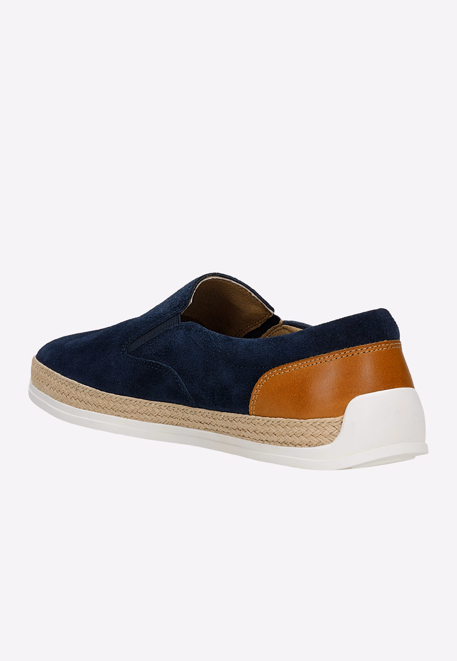 Beżowe wsuwane półbuty męskie ze skórzaną wstawką