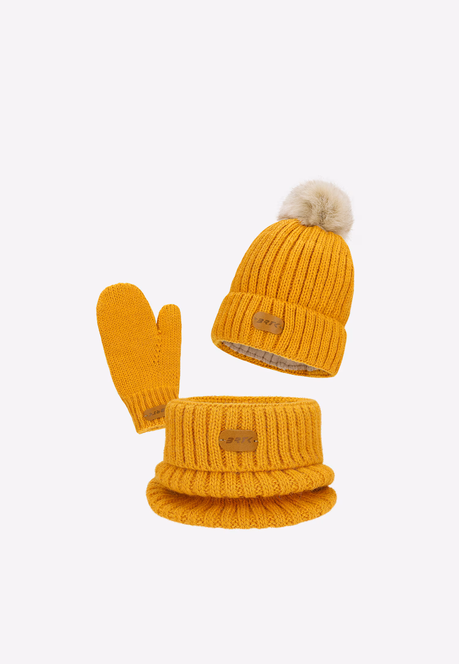 Zimowy zestaw BARTEK 85601-14 - czapka z pomponem + komin + rękawiczki