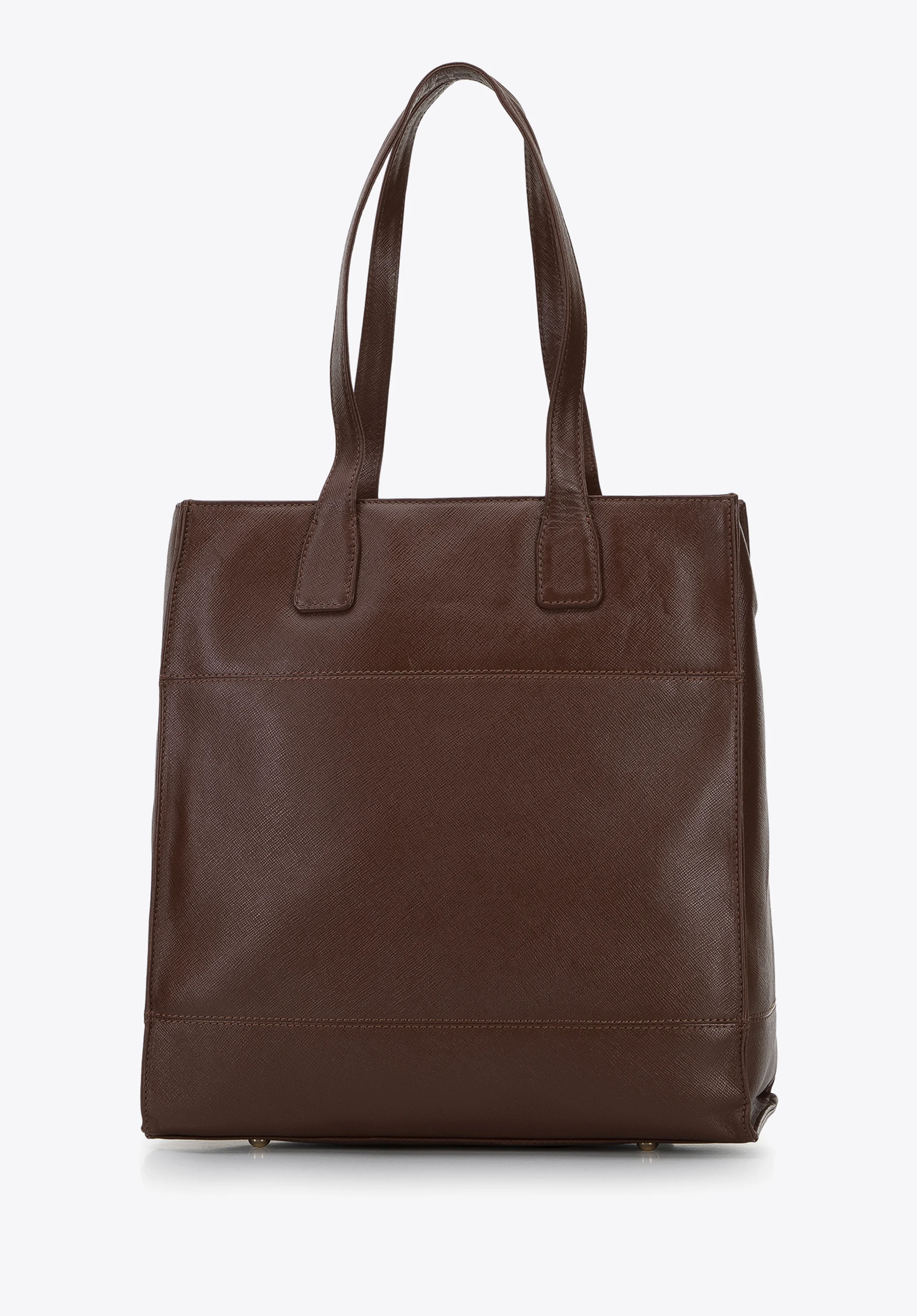 Torebka shopperka ze skóry o fakturze saffiano duża