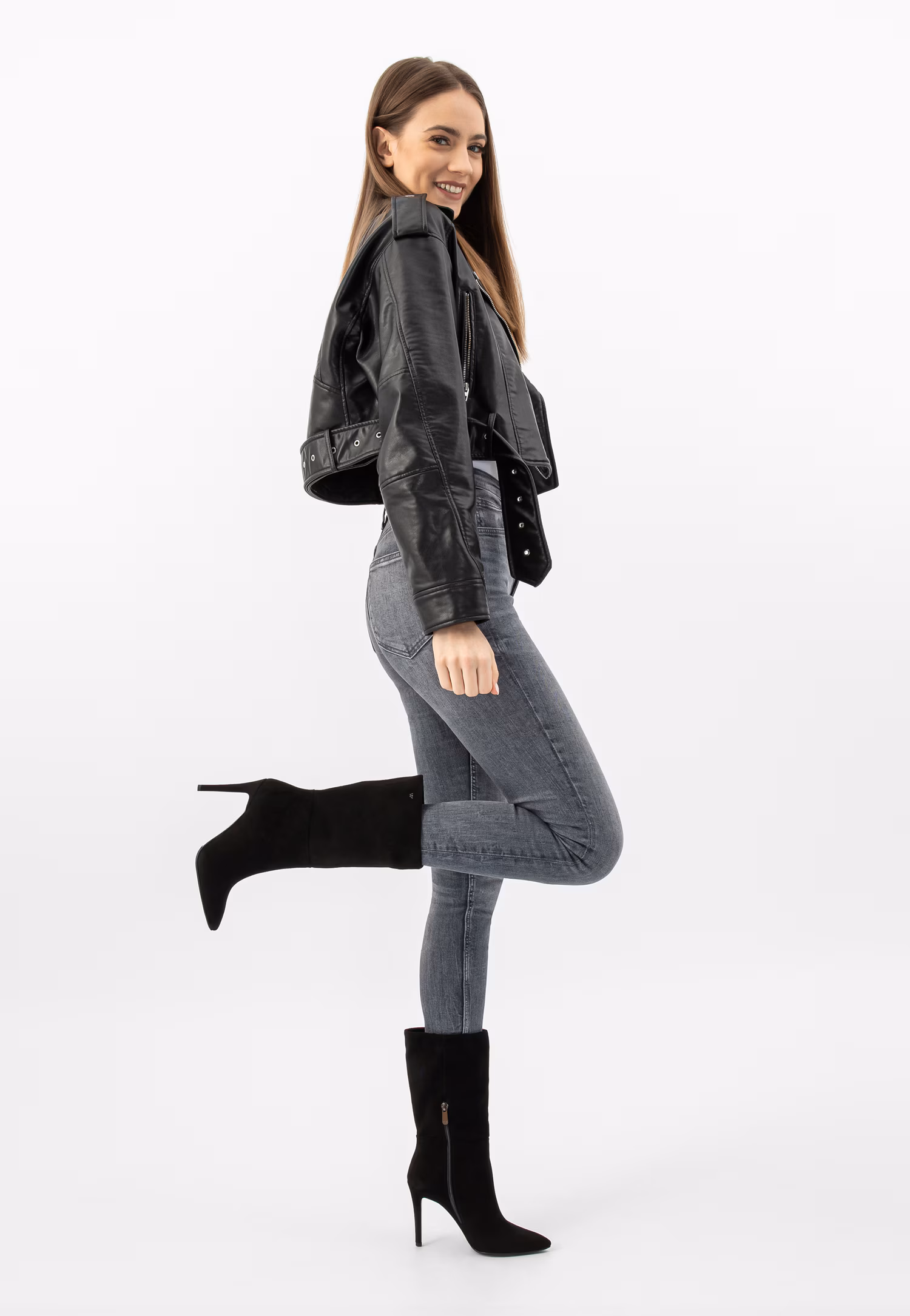 Czarne welurowe botki na szpilce