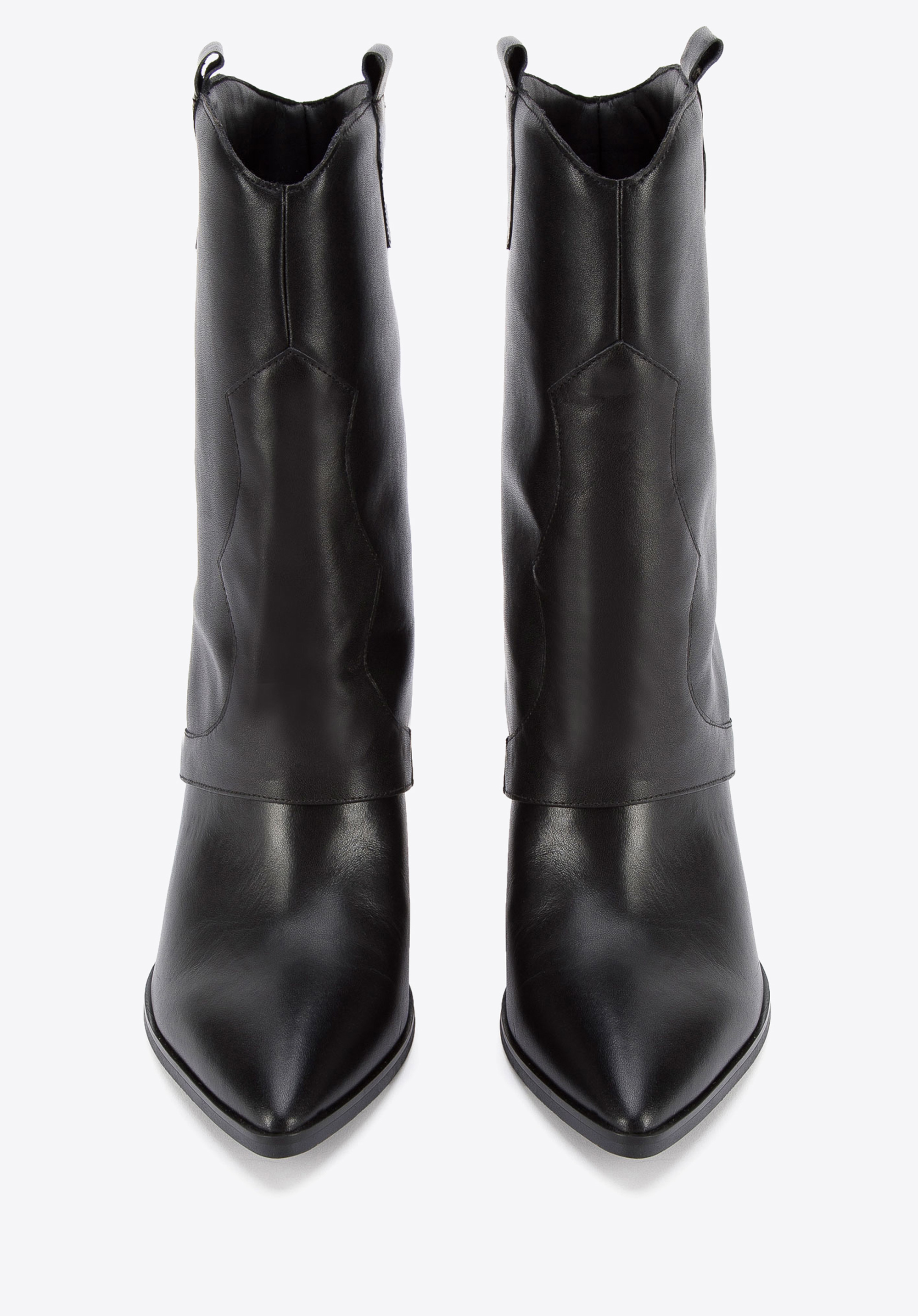 Damskie kowbojki skórzane z nakładką