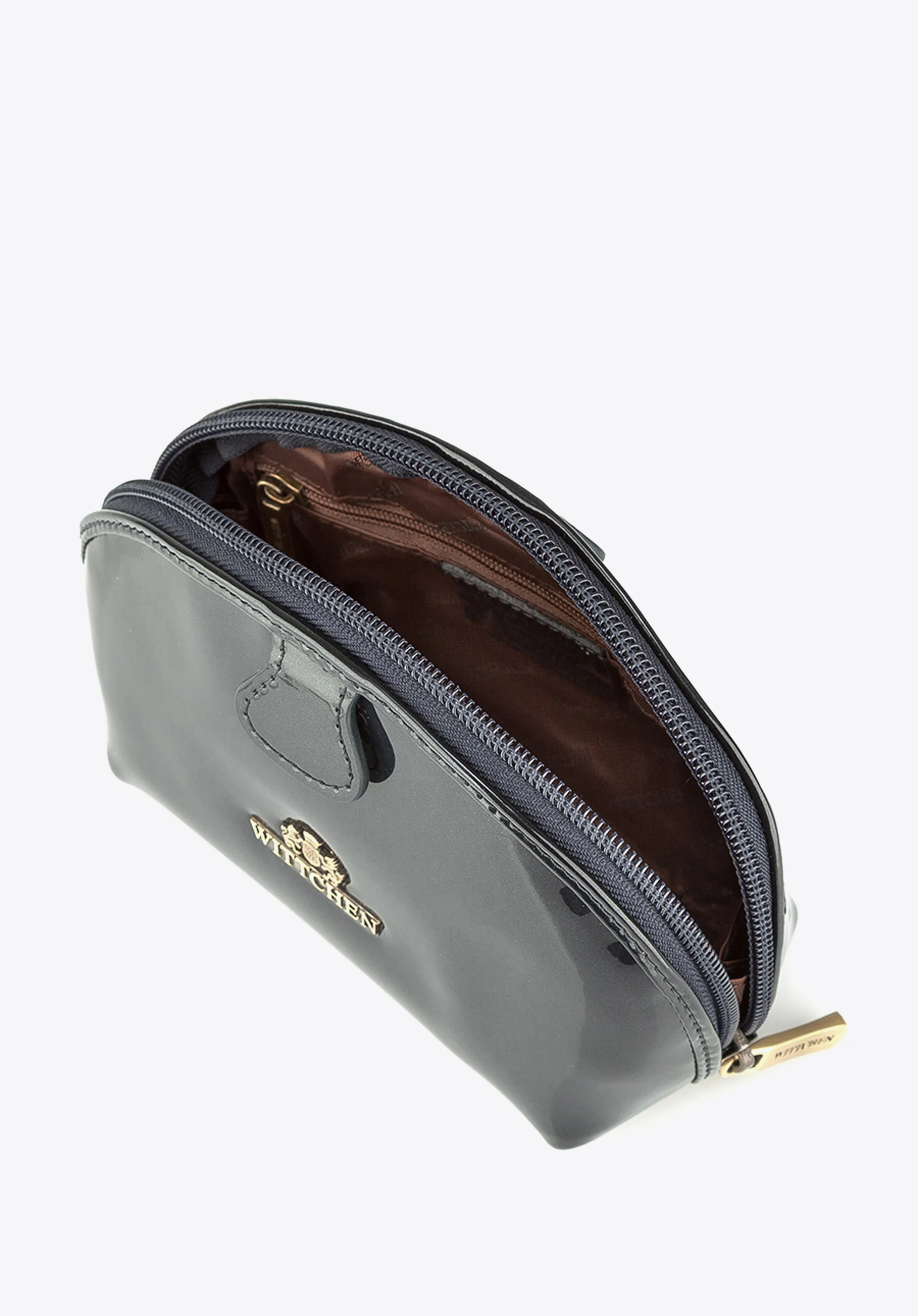 Kosmetyczka skórzana lakierowana półokrągła