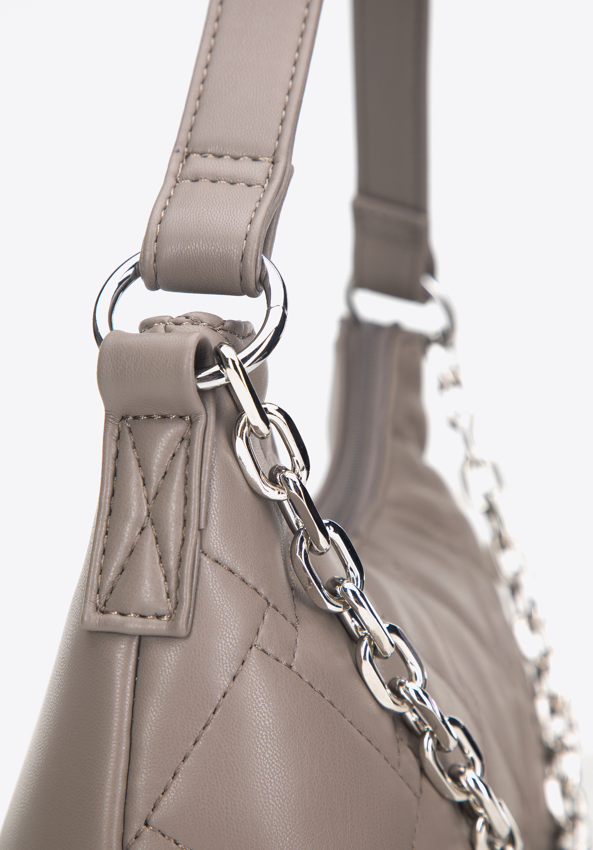 Damska torebka z ekoskóry z pikowaniem w prostokąty i kwadraty