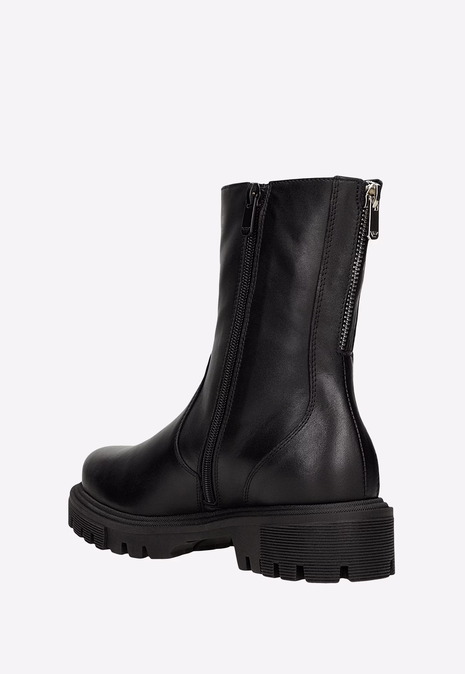 Czarne botki damskie ze skóry licowej