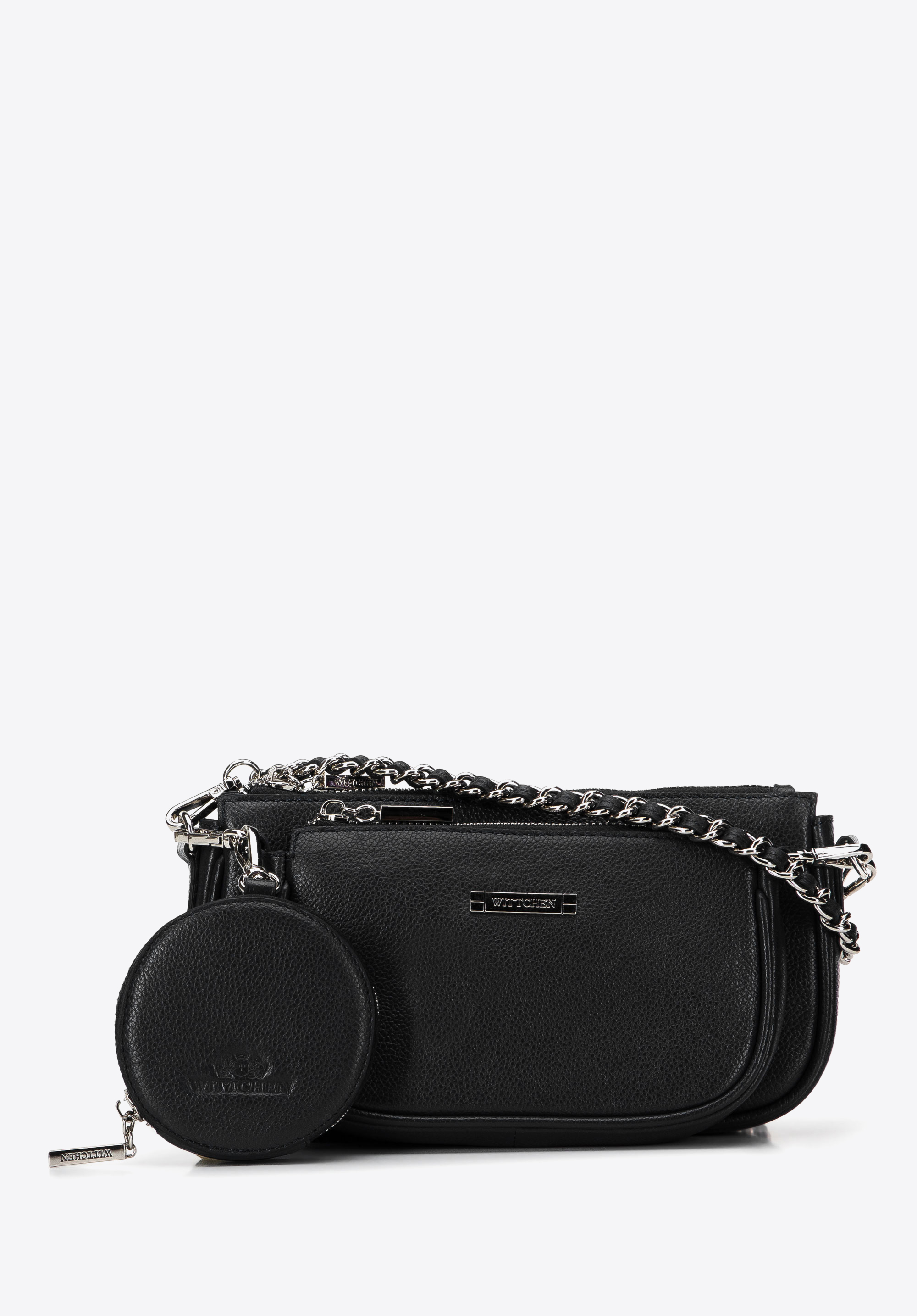 Damska torebka skórzana podwójna z etui na łańcuszku