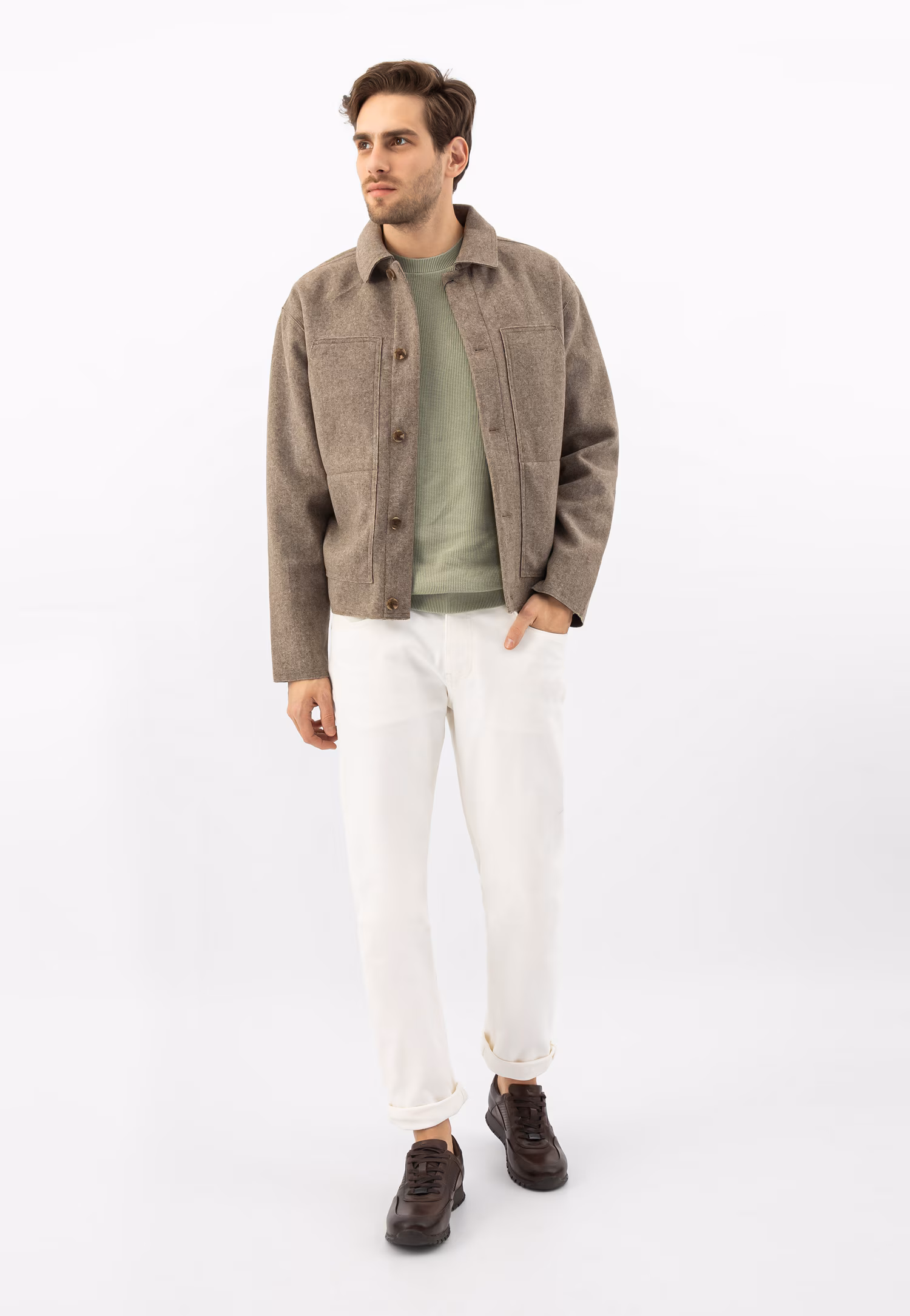 Czarne skórzane półbuty męskie typu sneakers