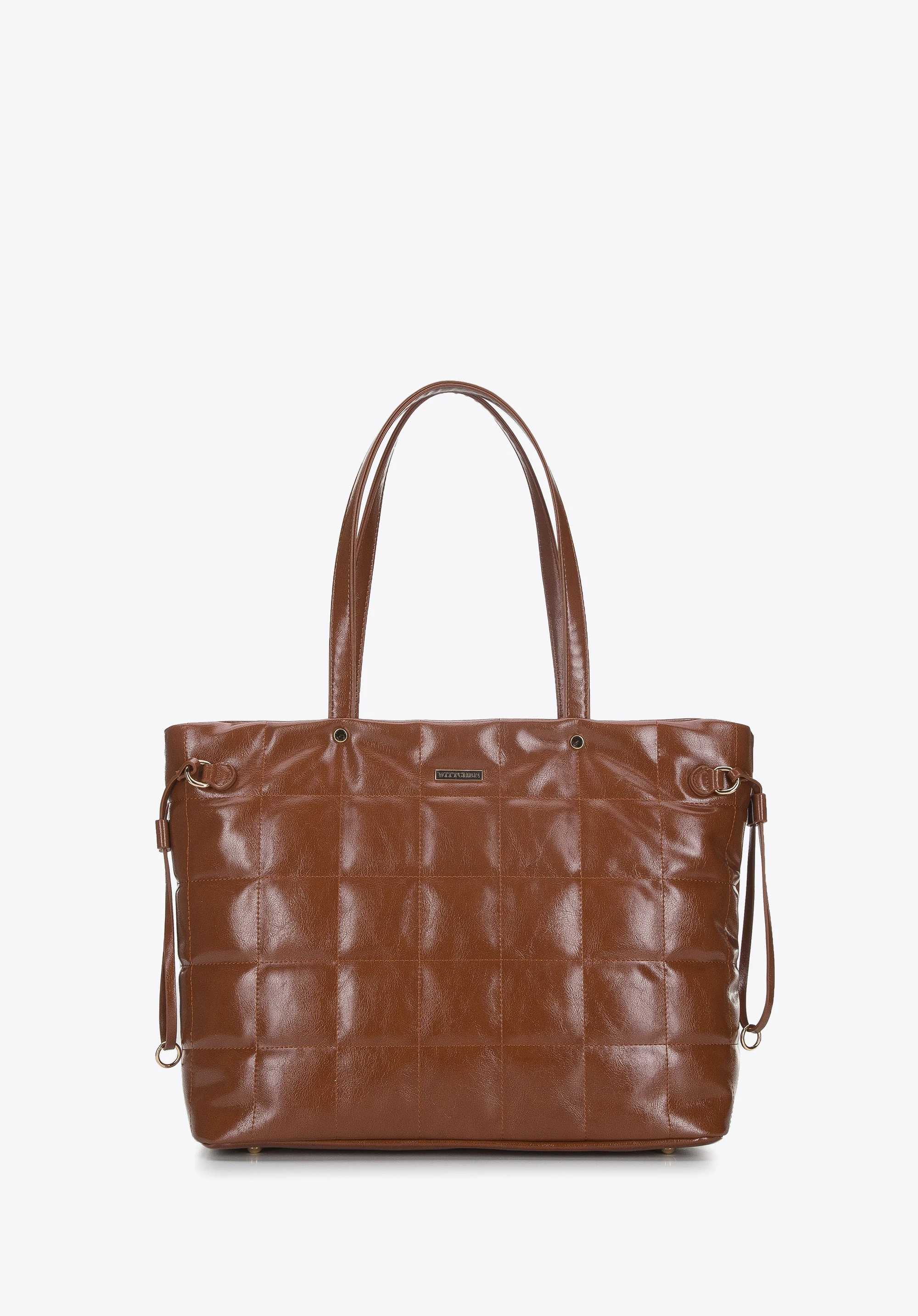 Torebka shopperka z ekoskóry pikowana w kwadraty