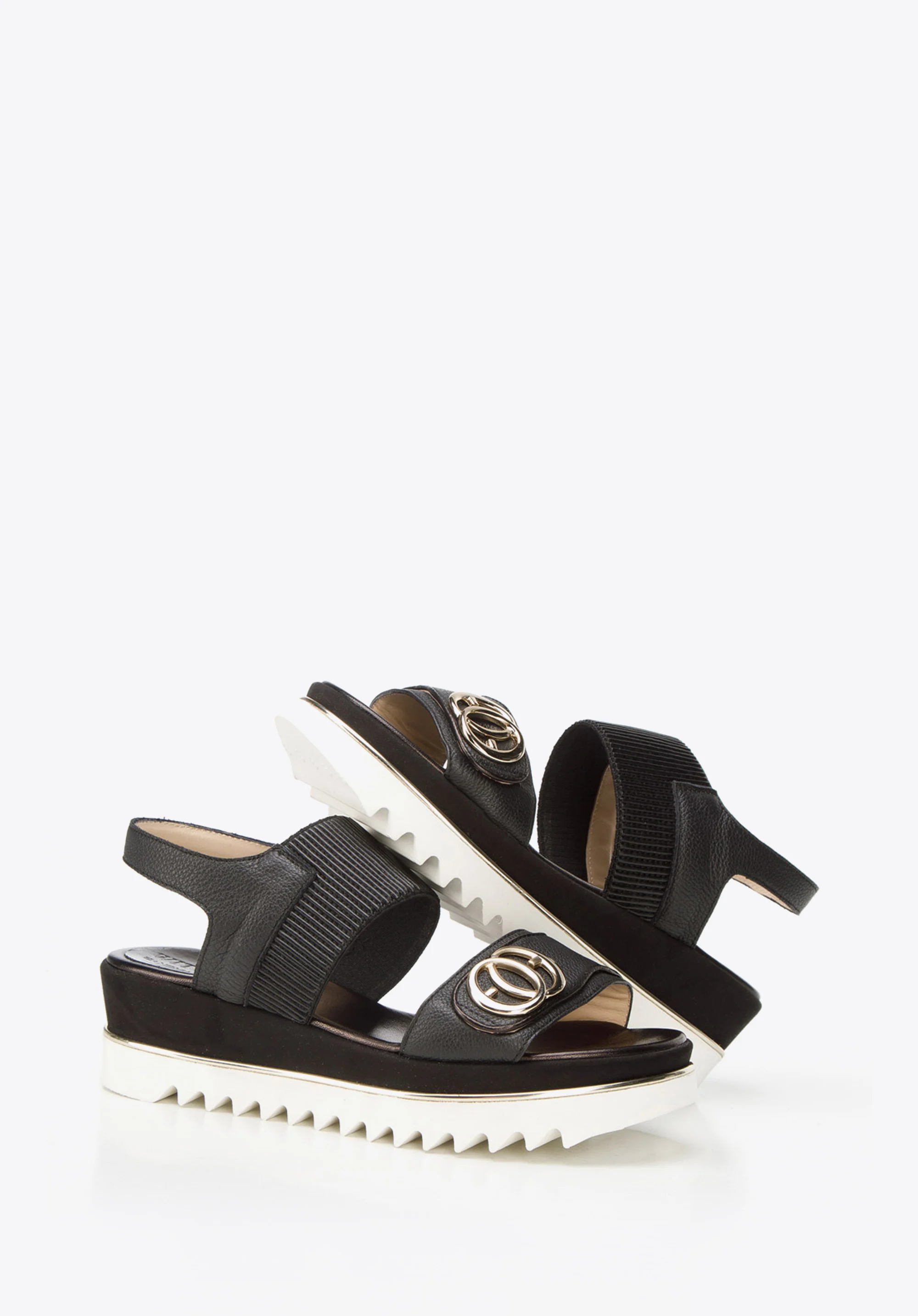 Damskie sandały skórzane z grubą gumką