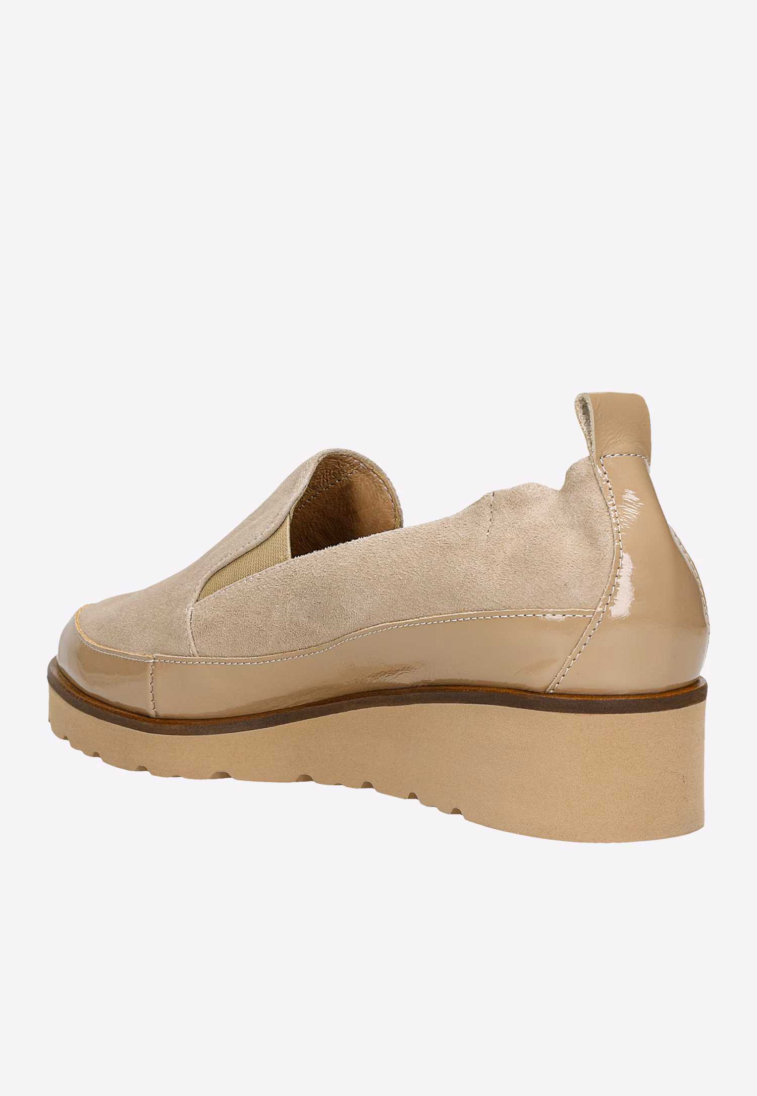 Czarne wsuwane półbuty damskie z łączonych skór