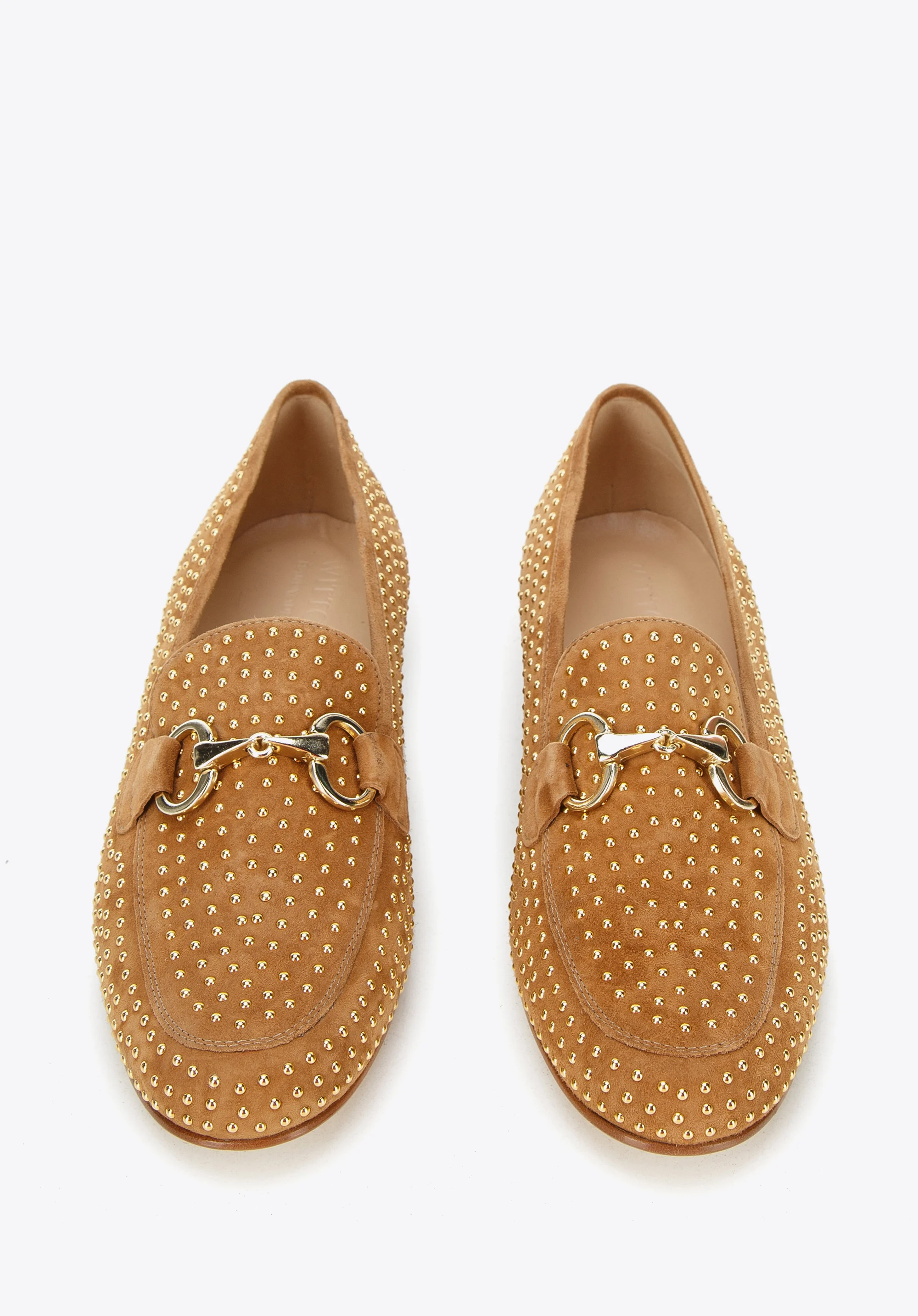 Damskie mokasyny zamszowe z nitami