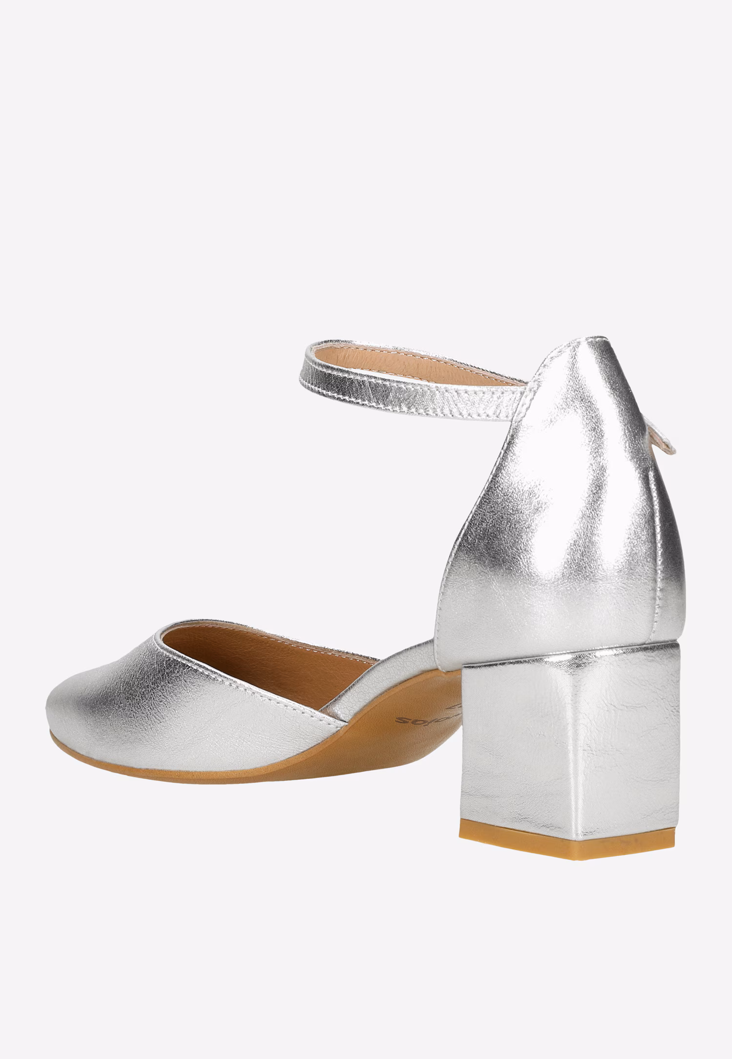 Złote czółenka damskie na niskim słupku