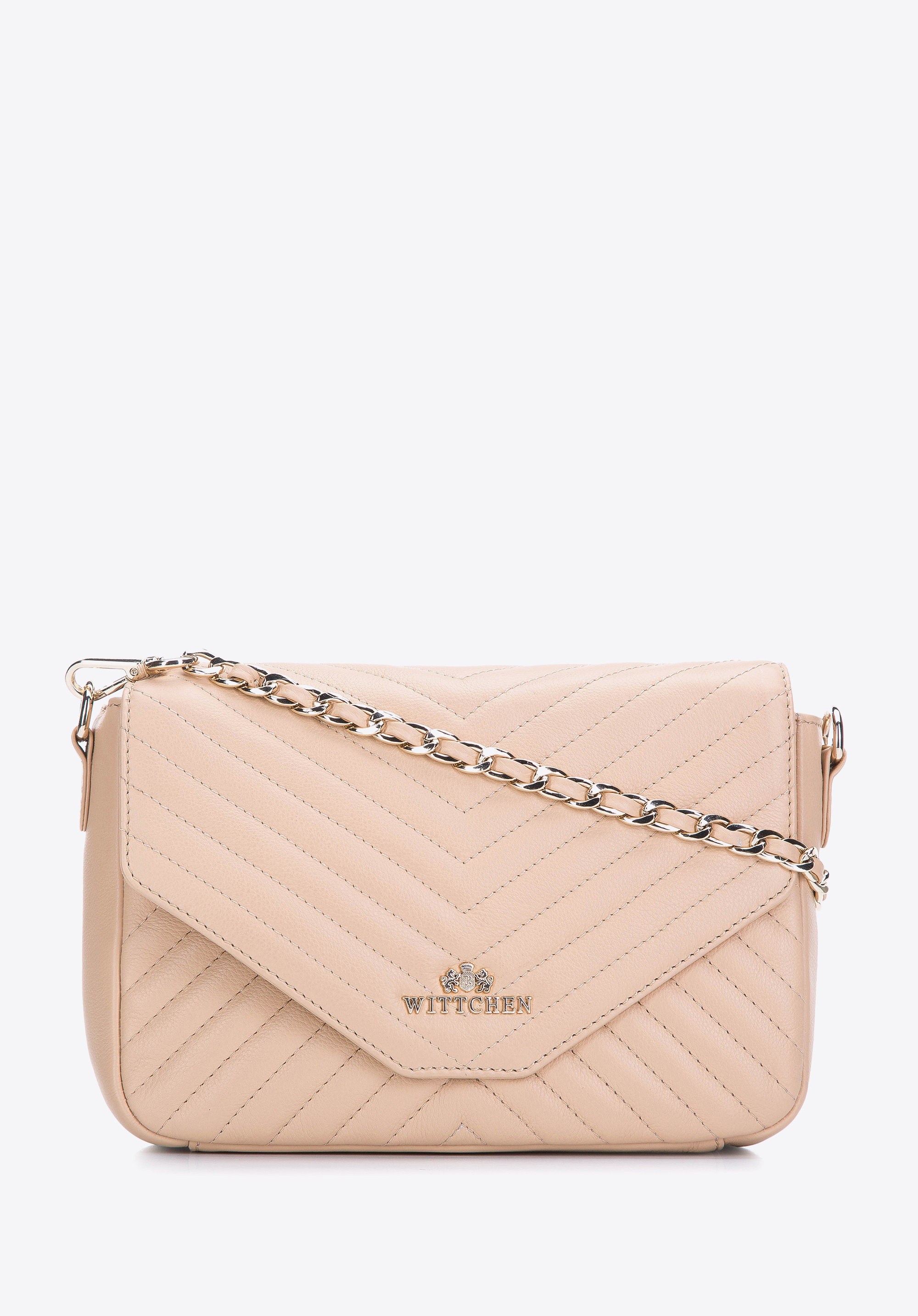 Damska listonoszka skórzana z ukośnym pikowaniem