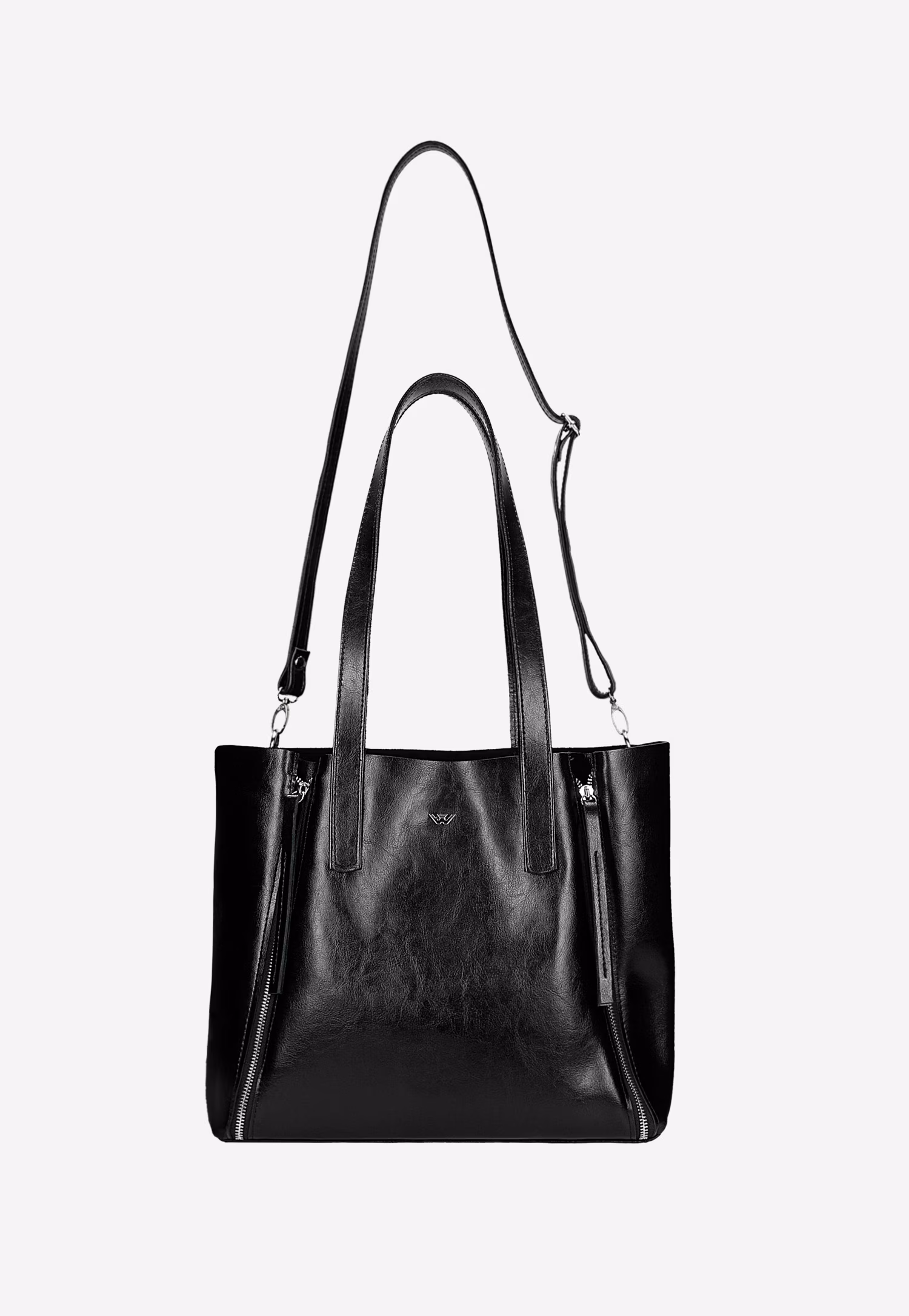 Skórzana bordowa shopperka damska