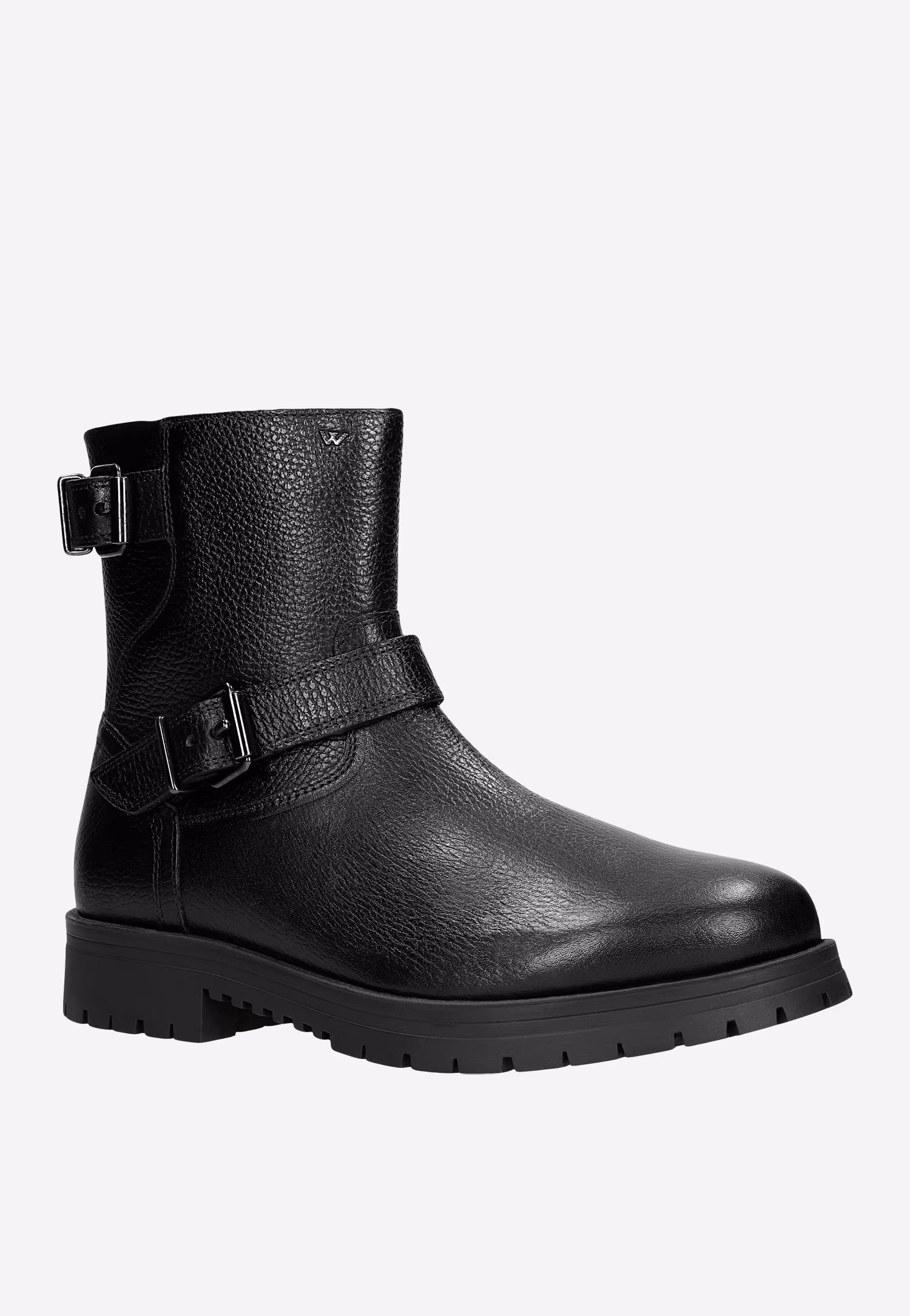 Czarne męskie bikery ze skóry licowej