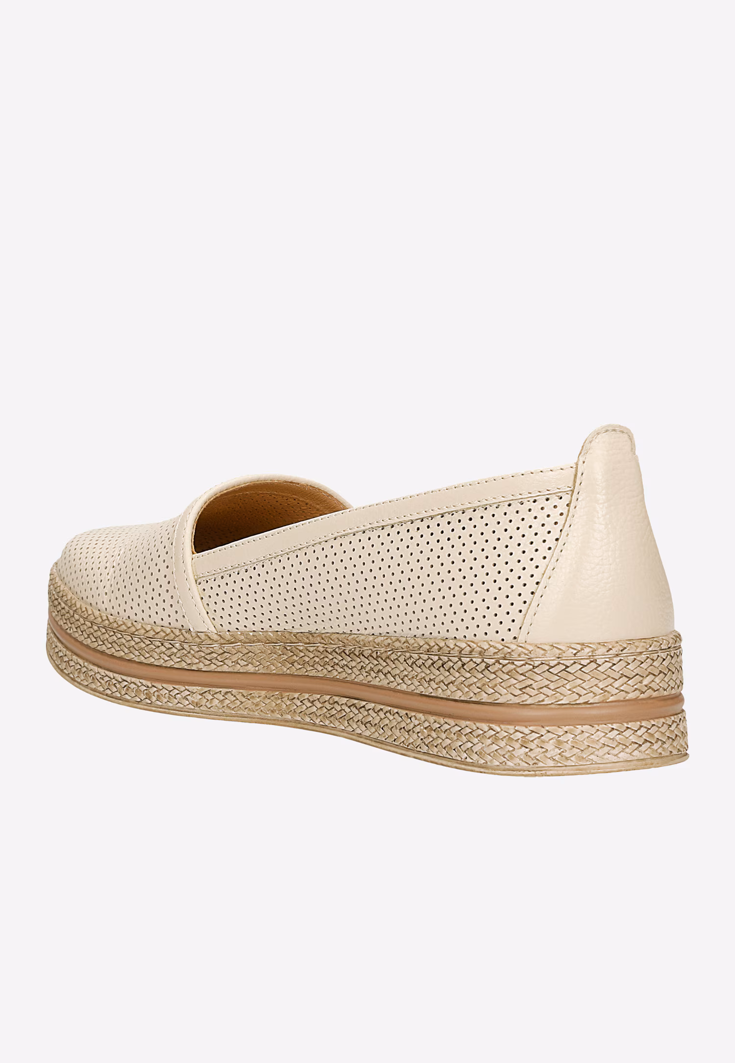 Beżowe ażurowe półbuty w stylu espadryli