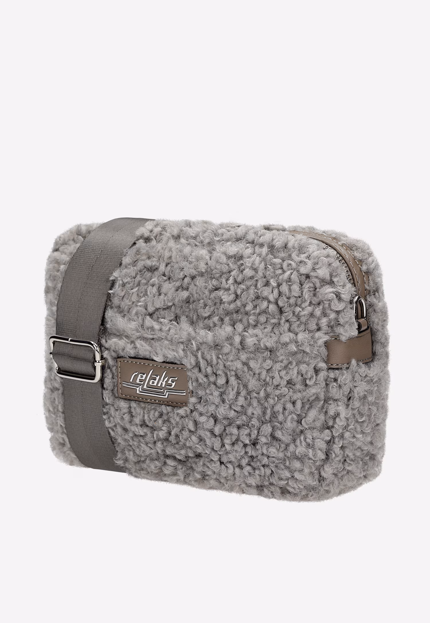 RELAKS mała popielata torebka ze sztucznego futra