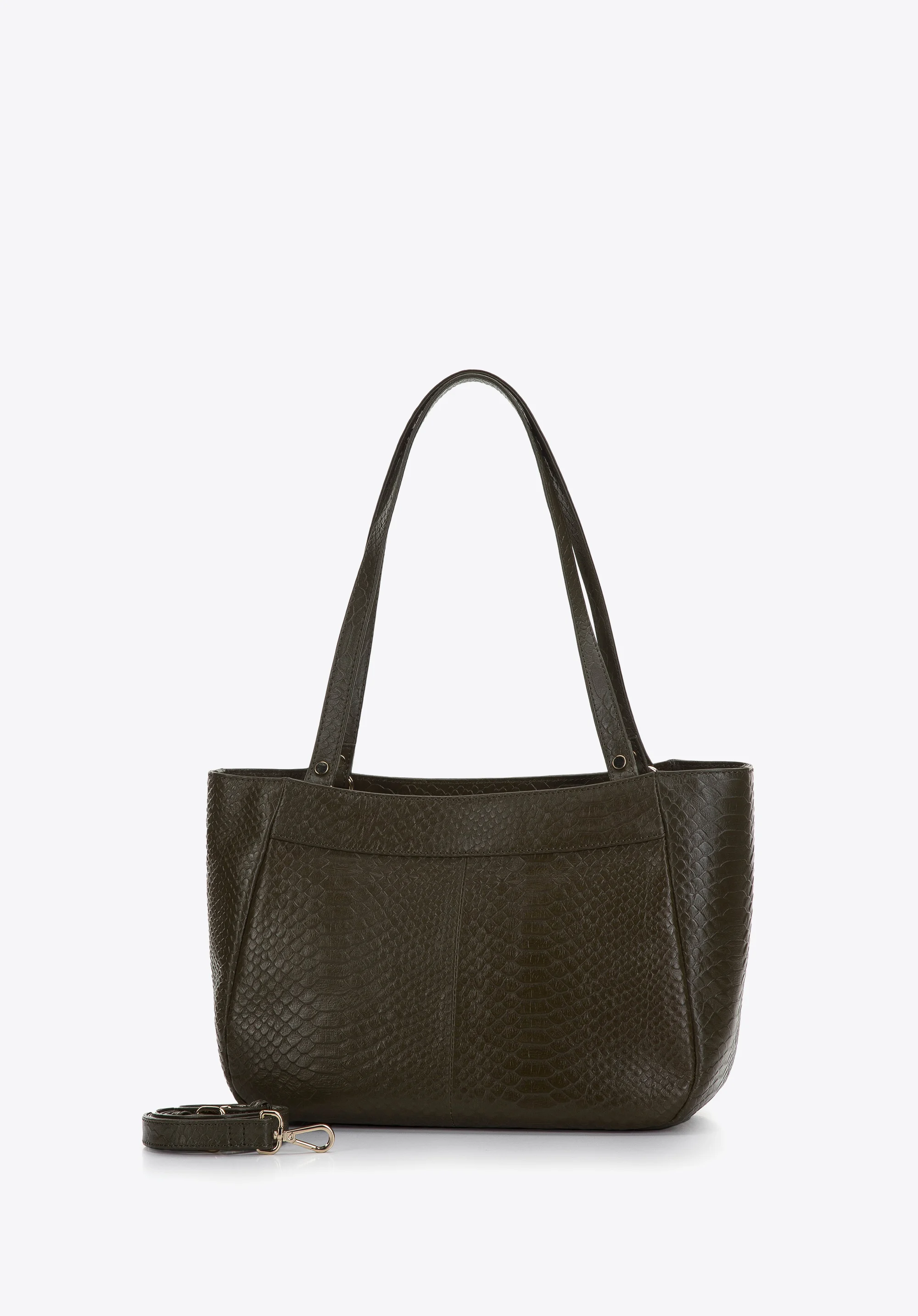 Torebka shopperka z dwóch rodzajów skór