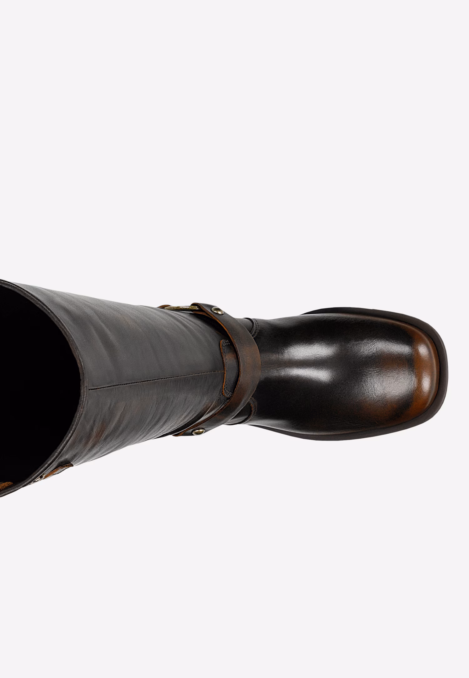 Czarne kozaki motocyklowe skórzane