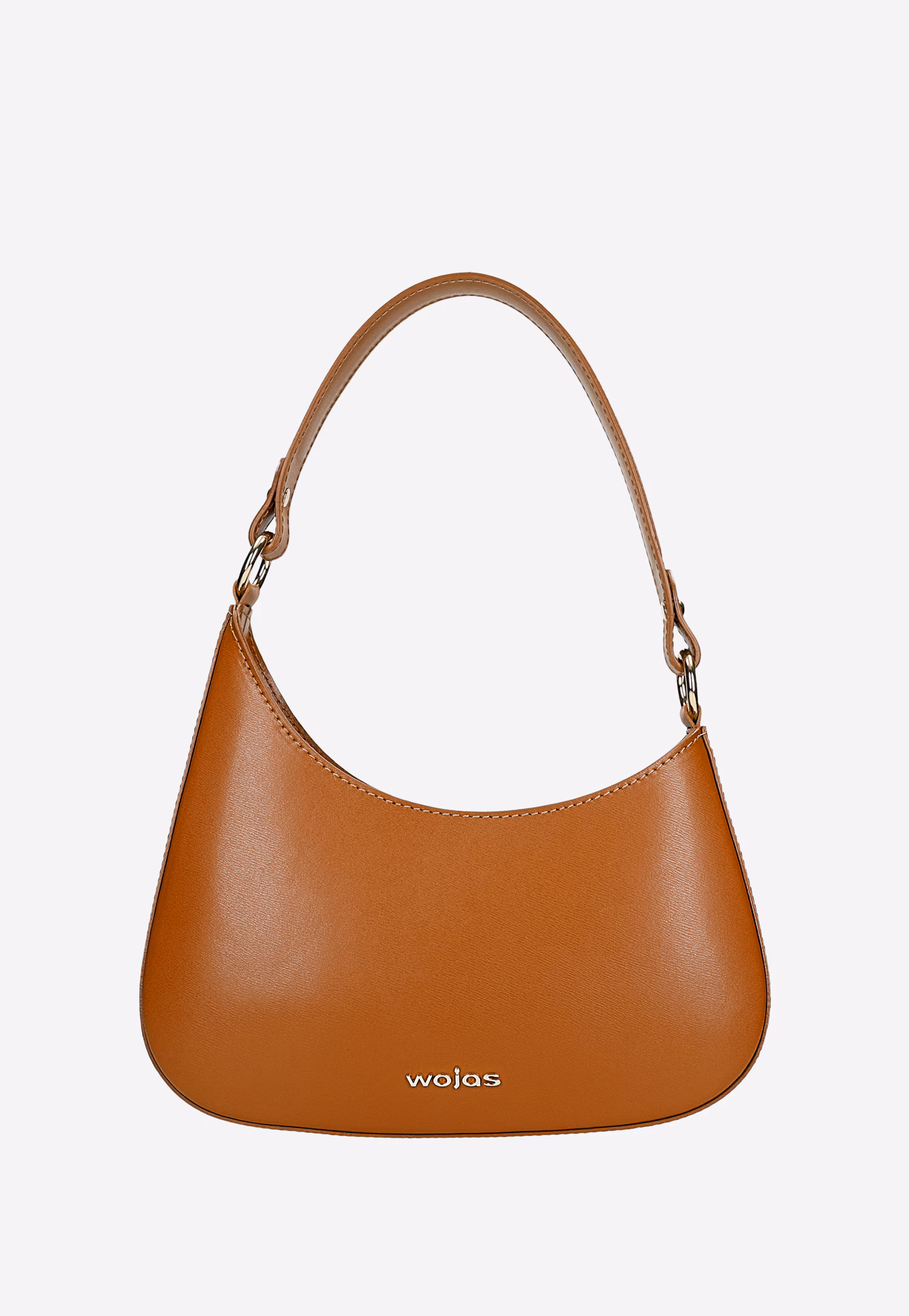 Brązowa skórzana asymetryczna torebka typu bagietka