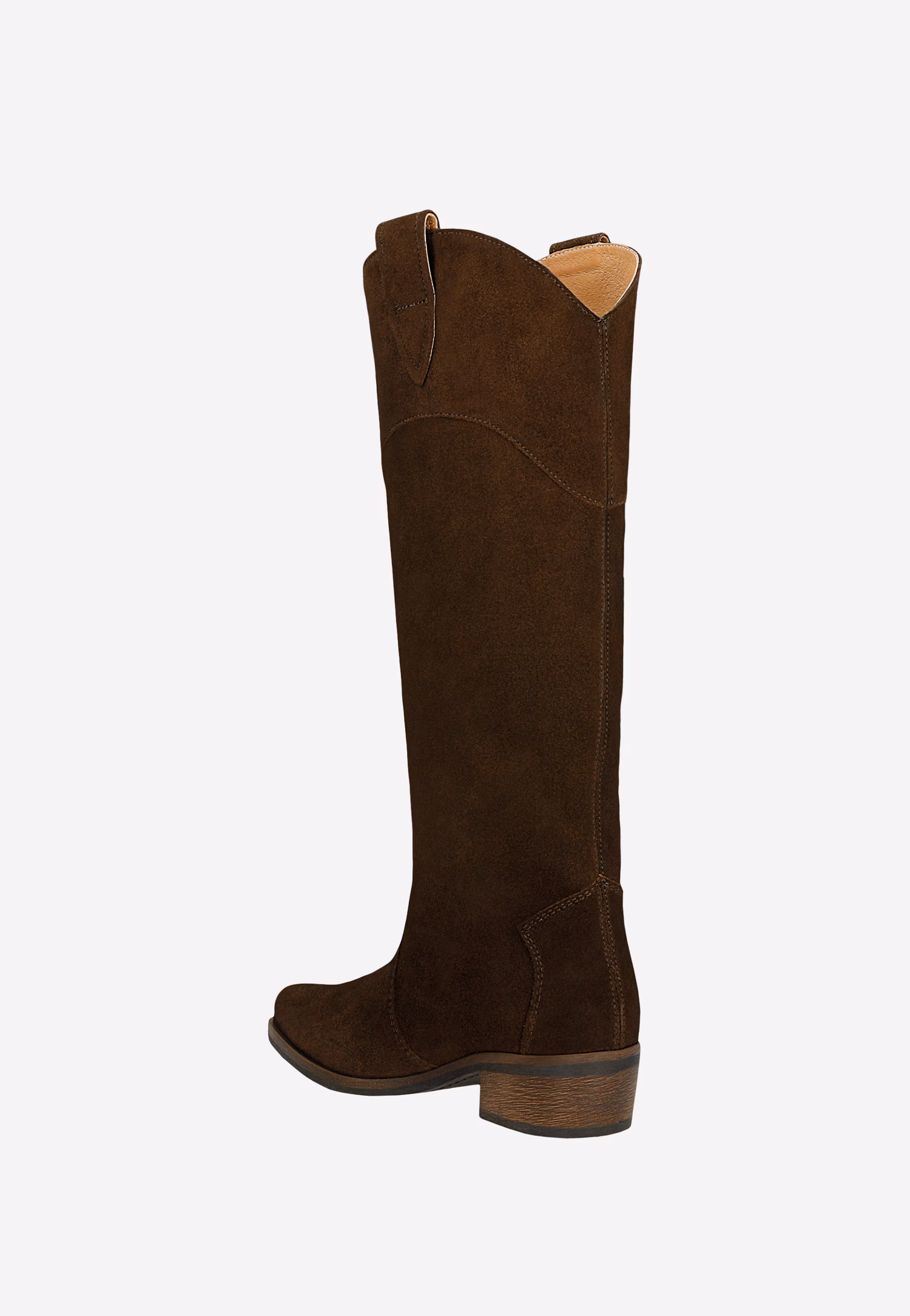 Brązowe kowbojki damskie z dwoiny welurowej