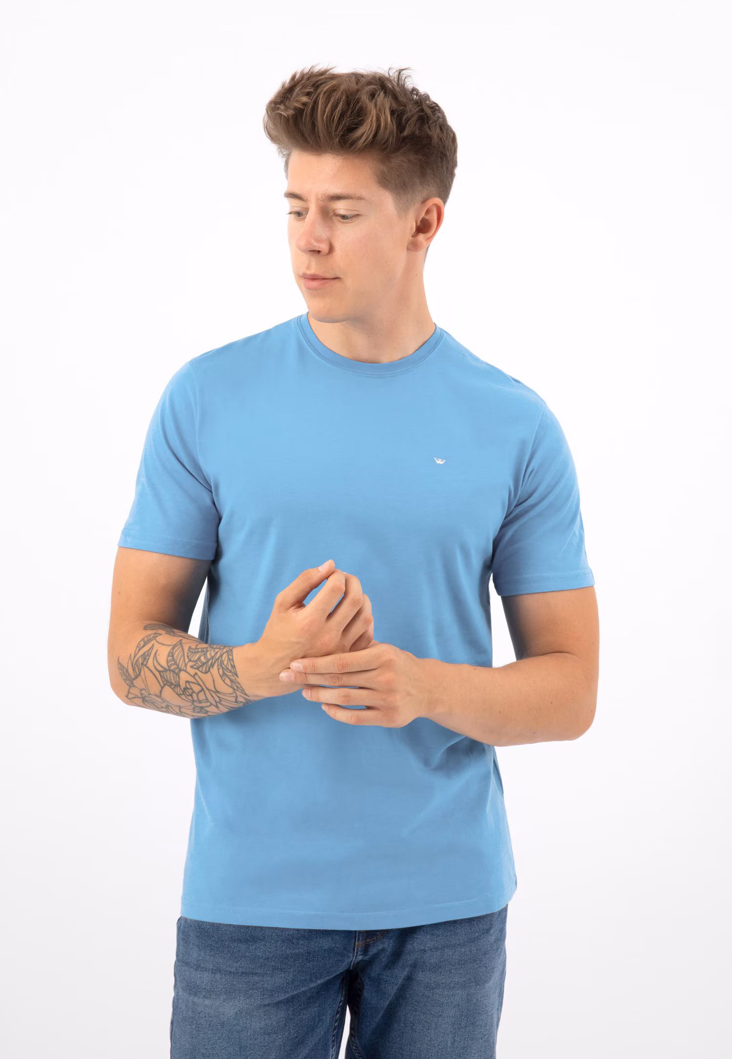 Jasnoniebieski t-shirt męski bawełniany