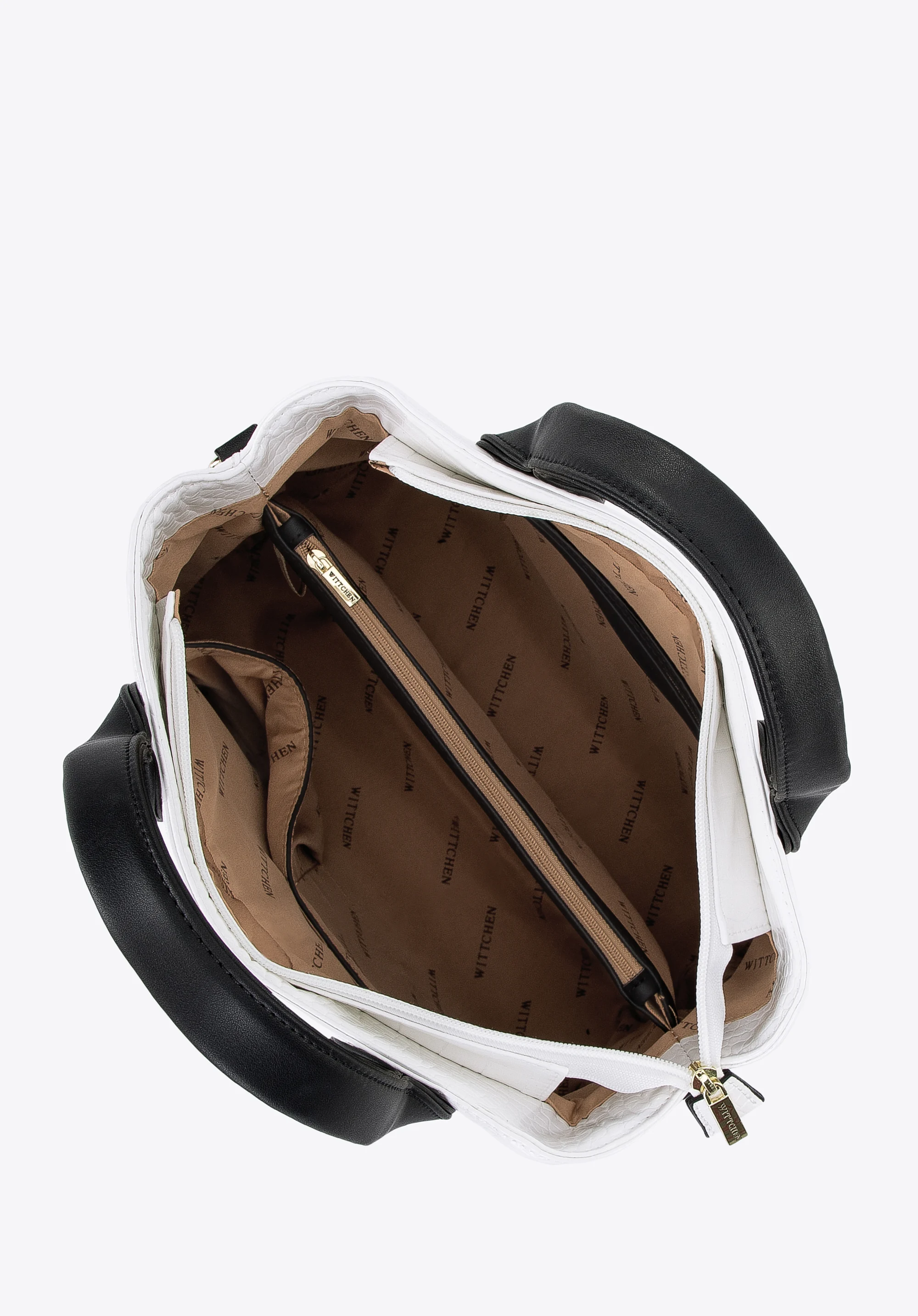 Torebka kuferek z ekoskóry o dwóch fakturach