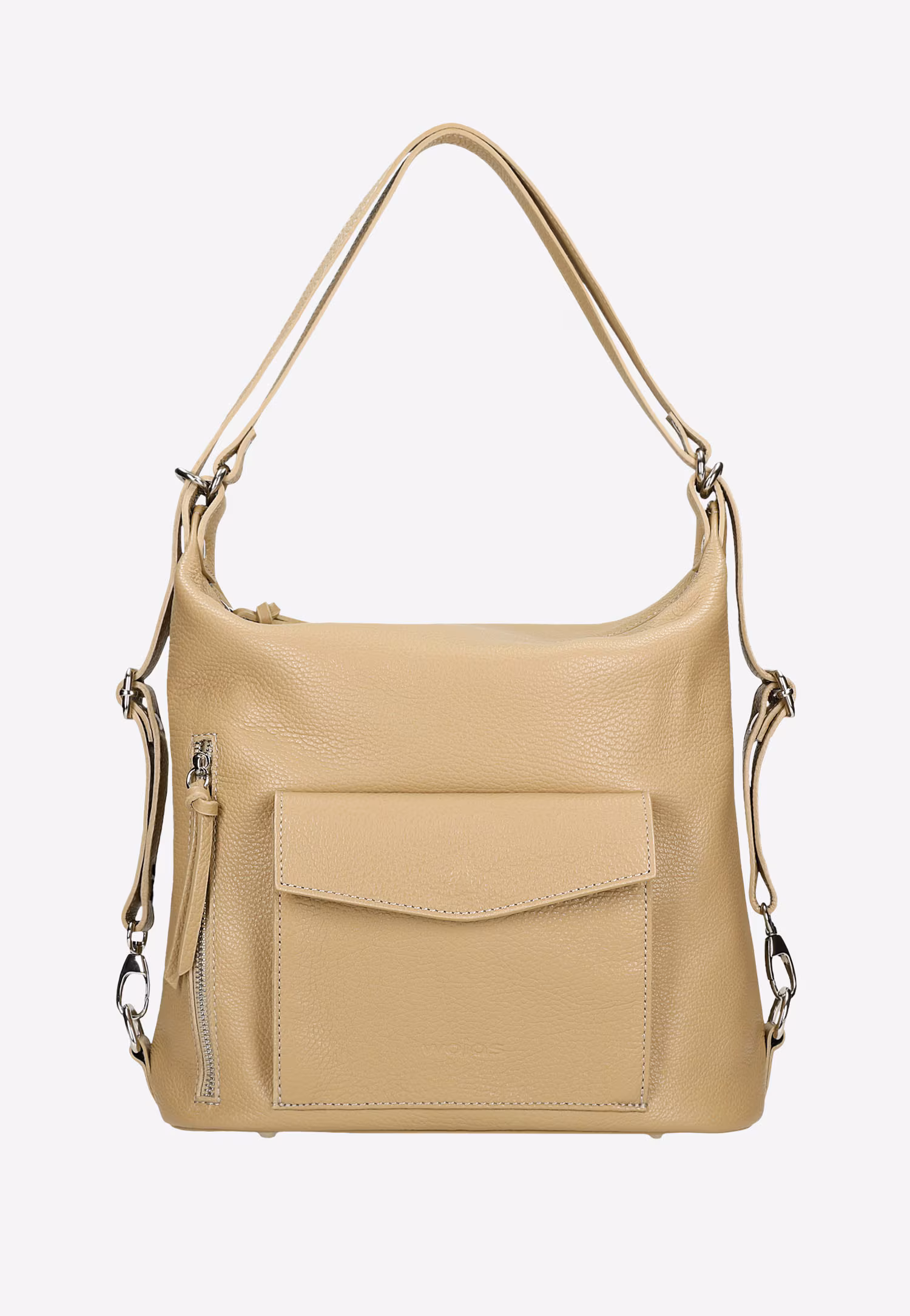 Beżowa skórzana torebka plecak 2w1