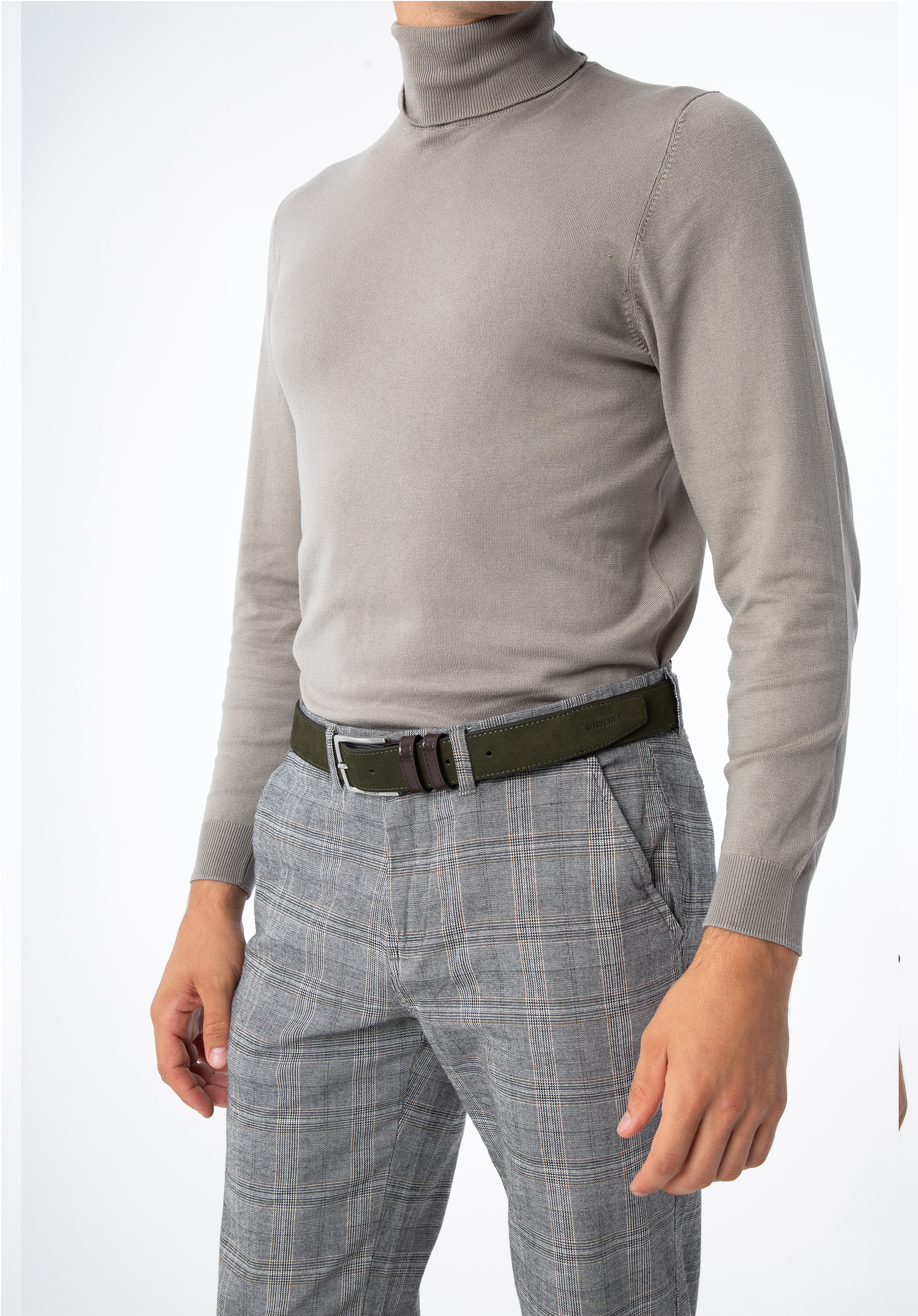 Męski pasek z dwóch rodzajów skór dwukolorowy