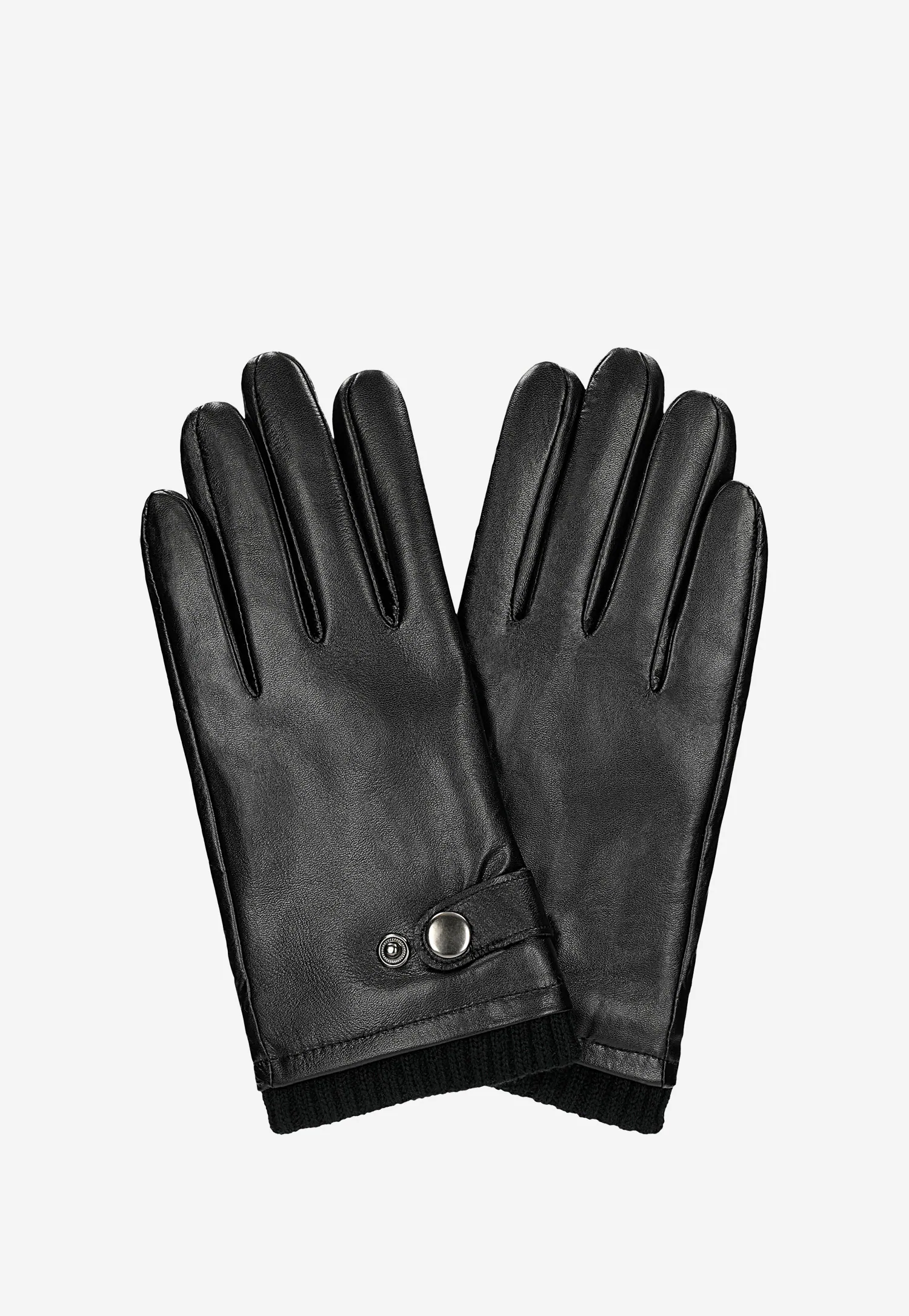 Czarne rękawiczki męskie skórzane z regulacją szerokości