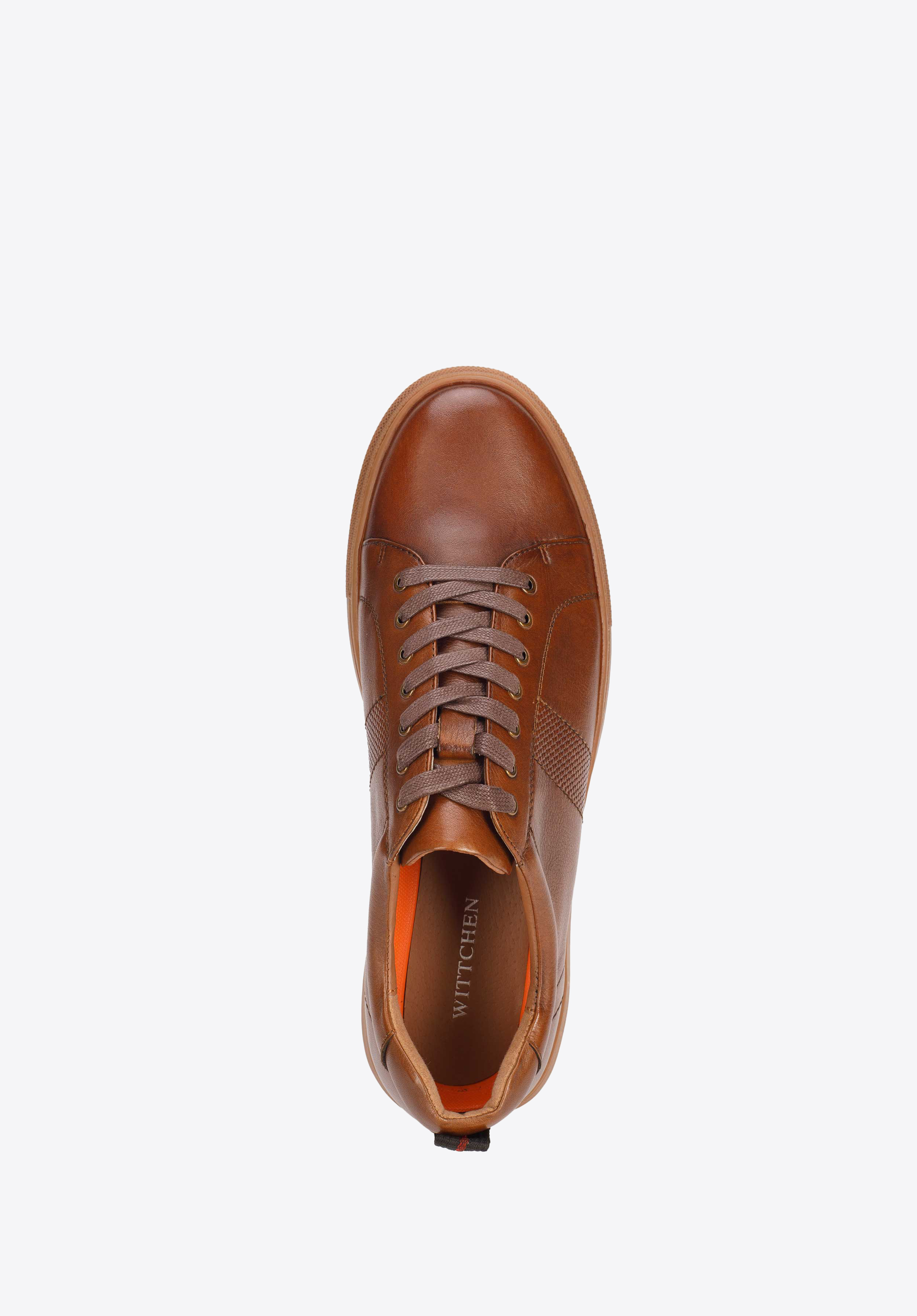 Męskie sneakersy skórzane z motywem plecionki po bokach