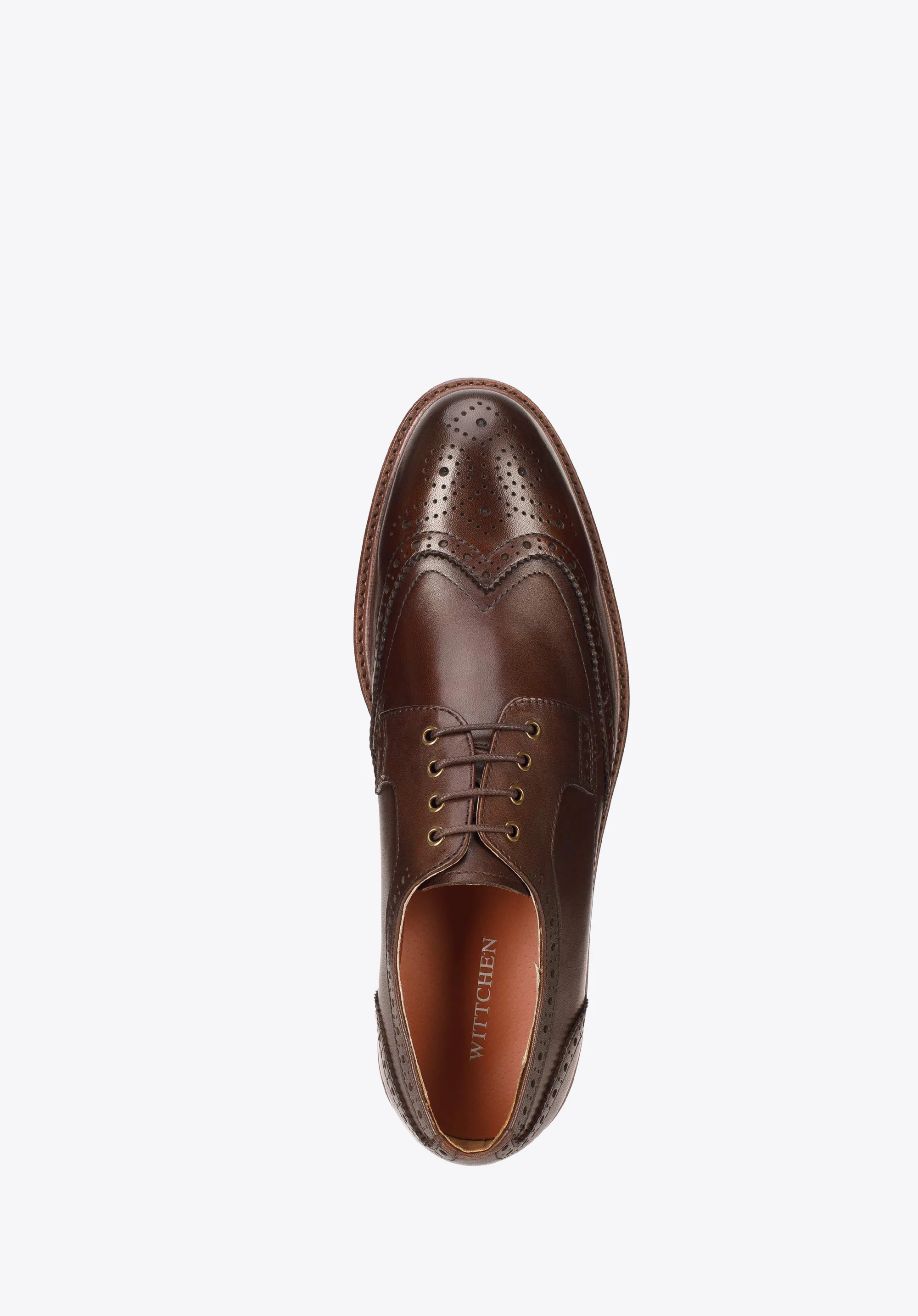 Męskie brogsy ze skóry licowej z perforacjami