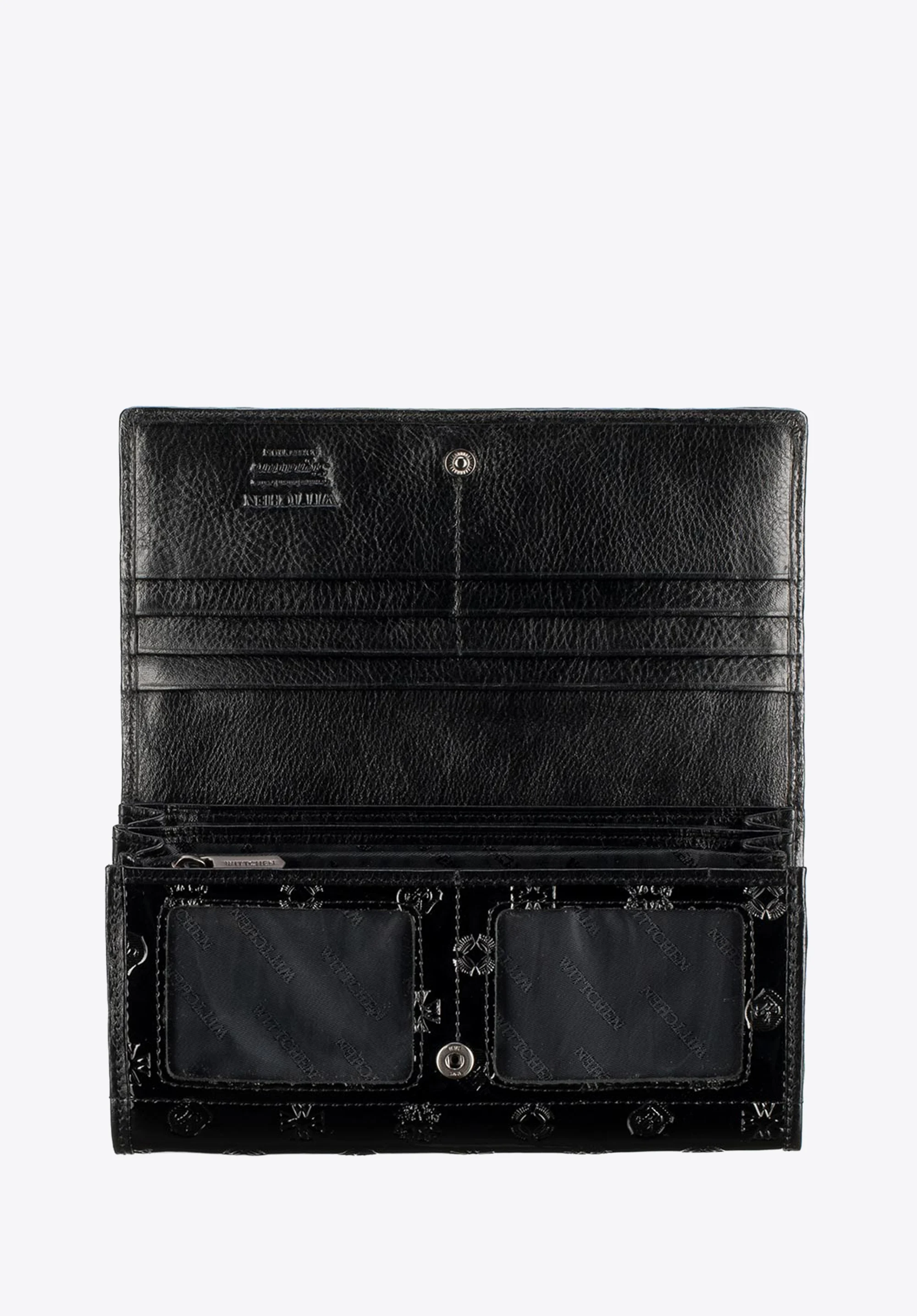 Damski portfel skórzany lakierowany z monogramem