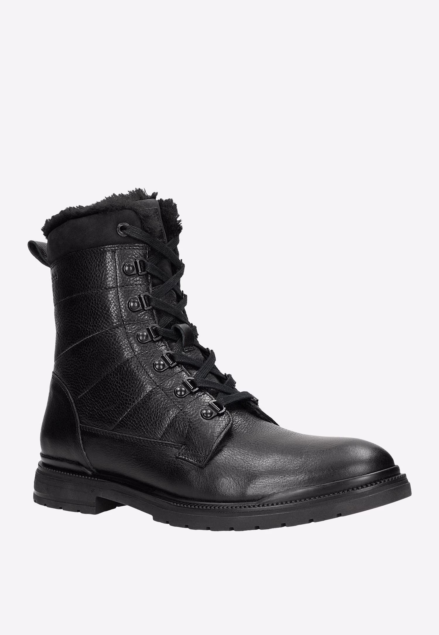 Czarne zimowe trzewiki męskie z ociepleniem