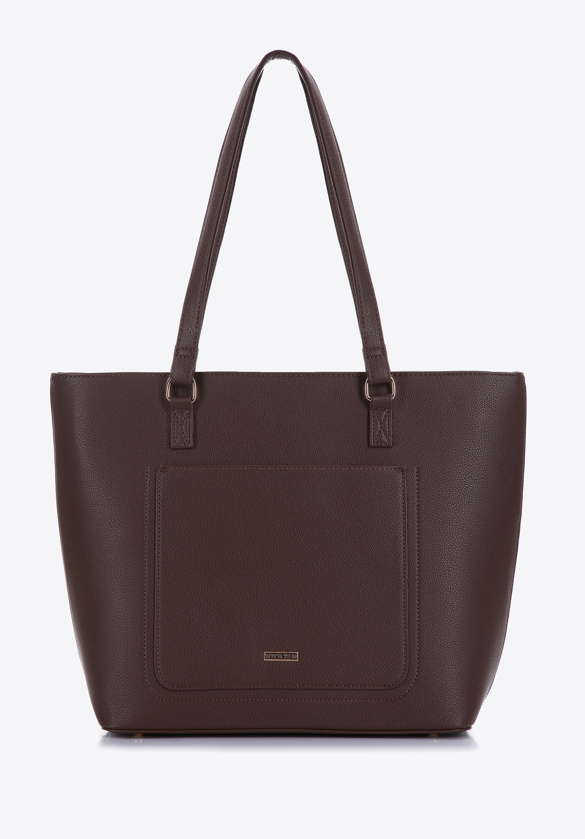 Torebka shopperka z ekoskóry z otwartą kieszenią z przodu