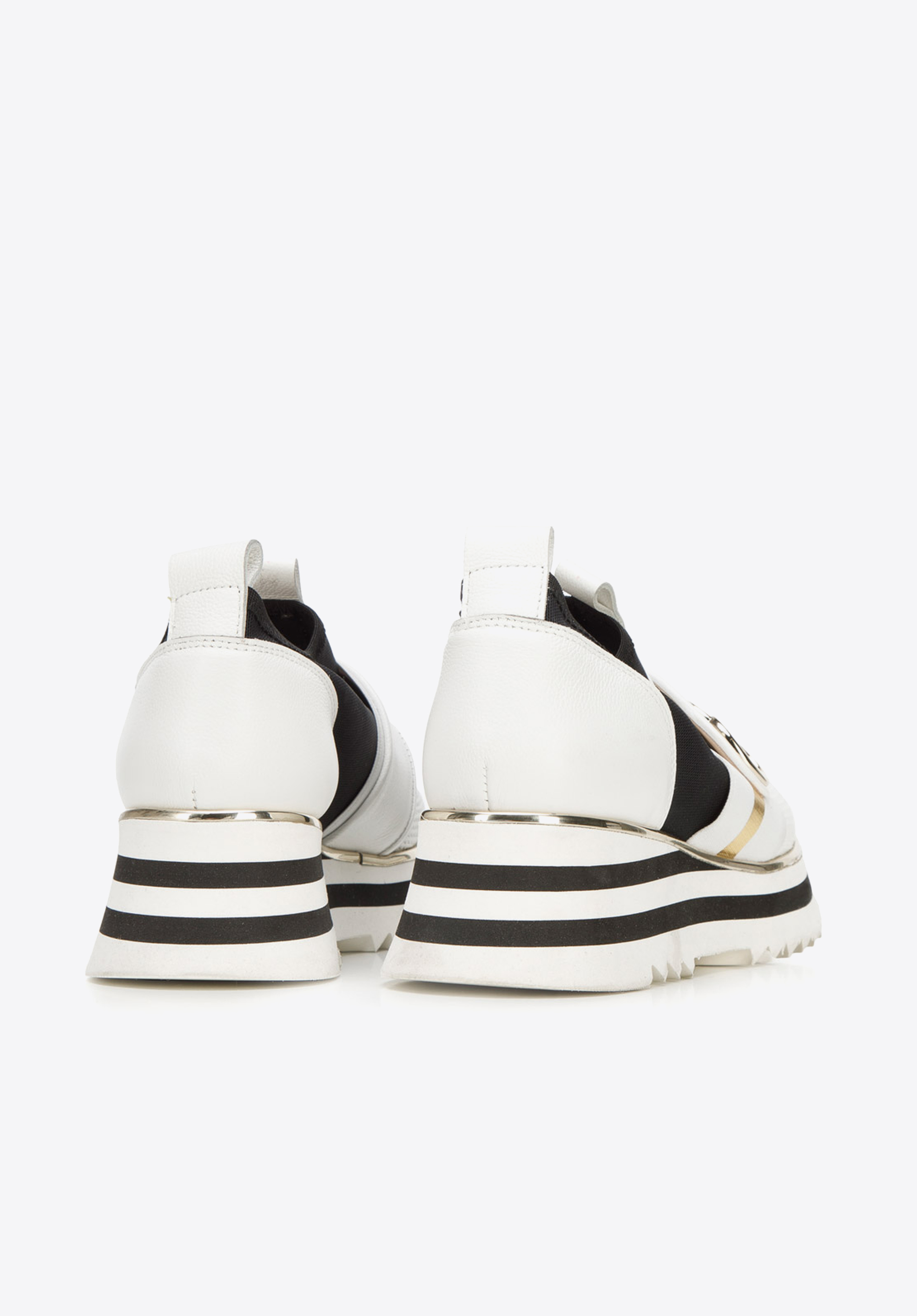 Damskie sneakersy skórzane na platformie ażurowe