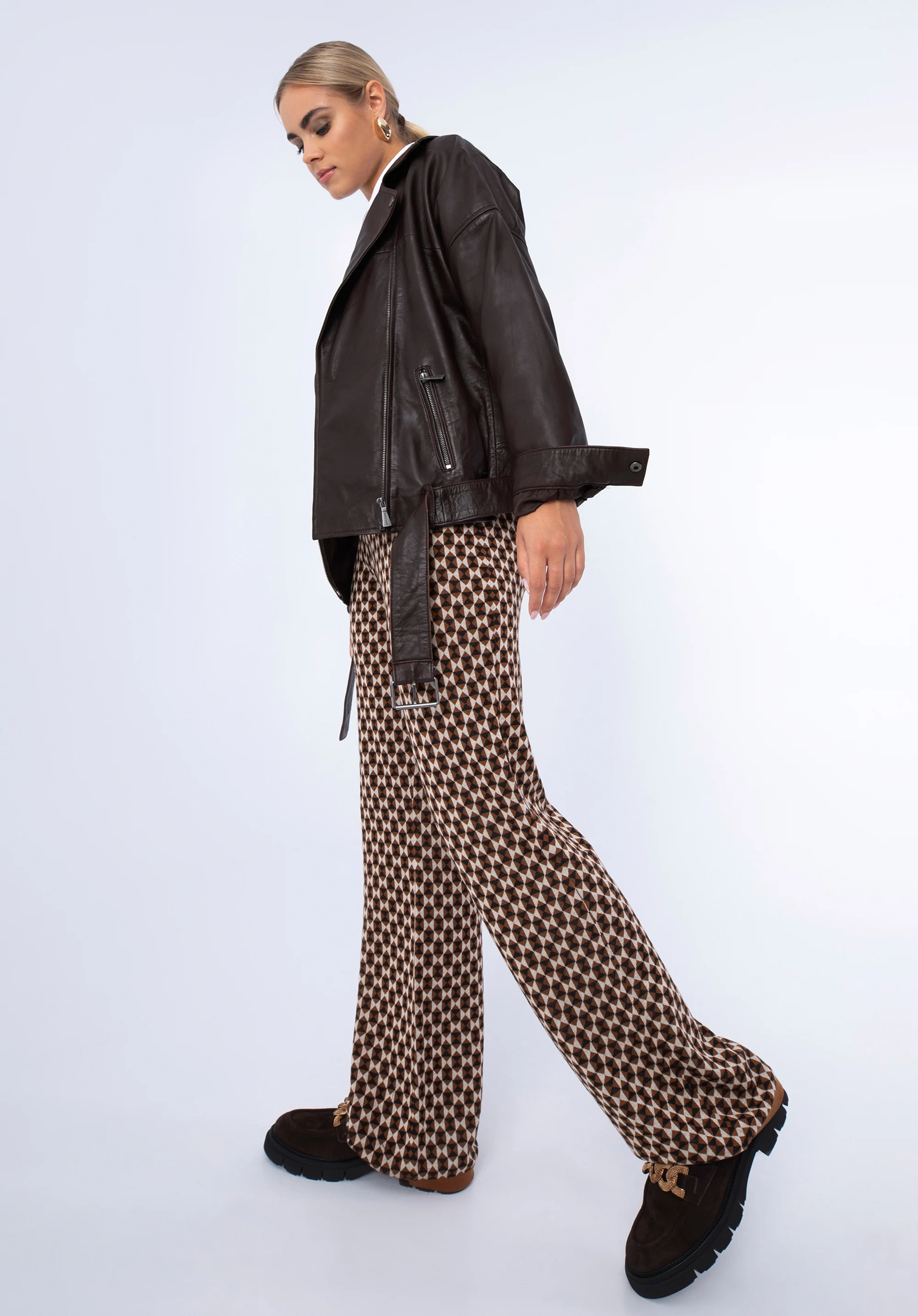 Damska kurtka biker skórzana oversize