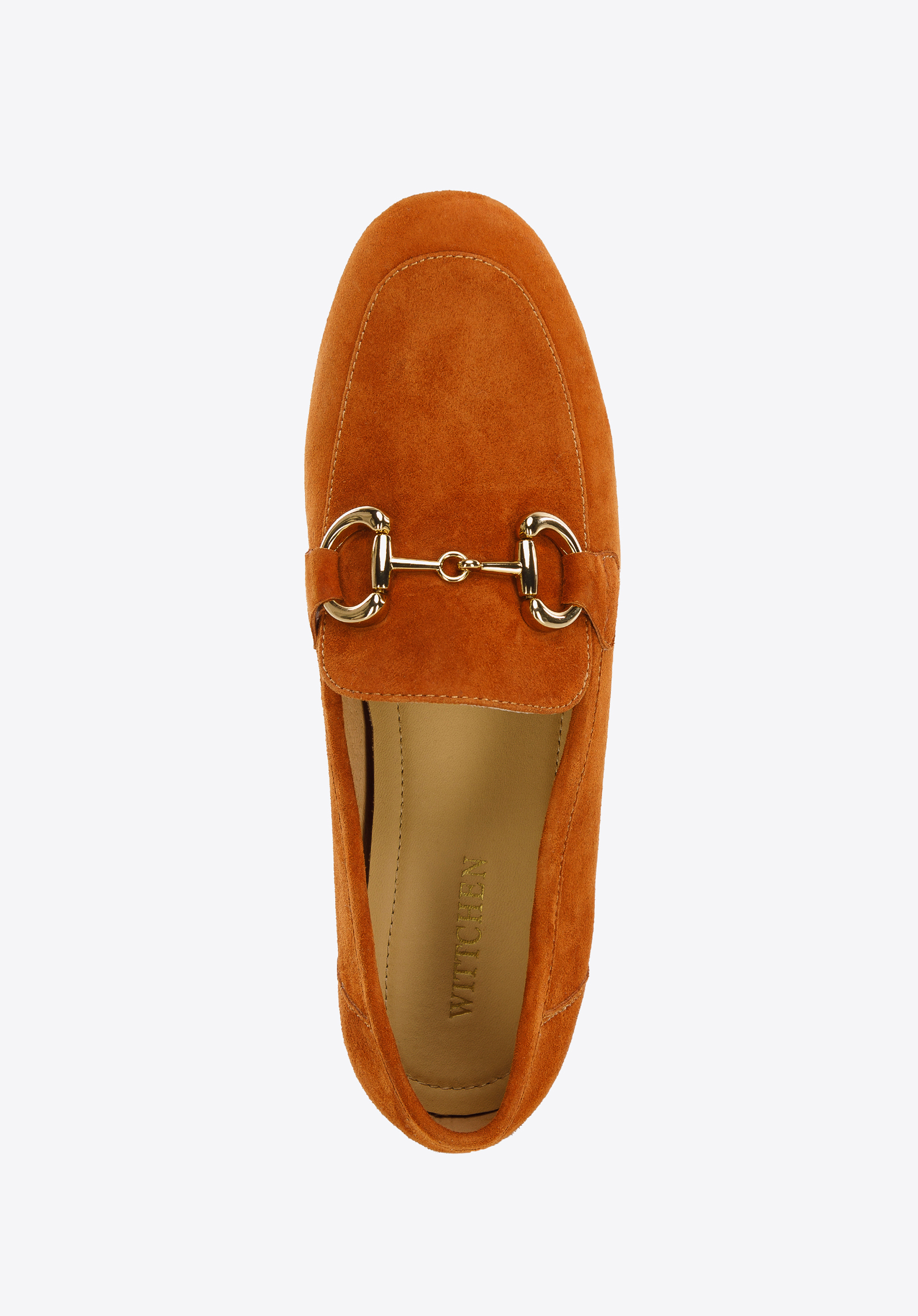 Damskie mokasyny zamszowe z metalową sprzączką