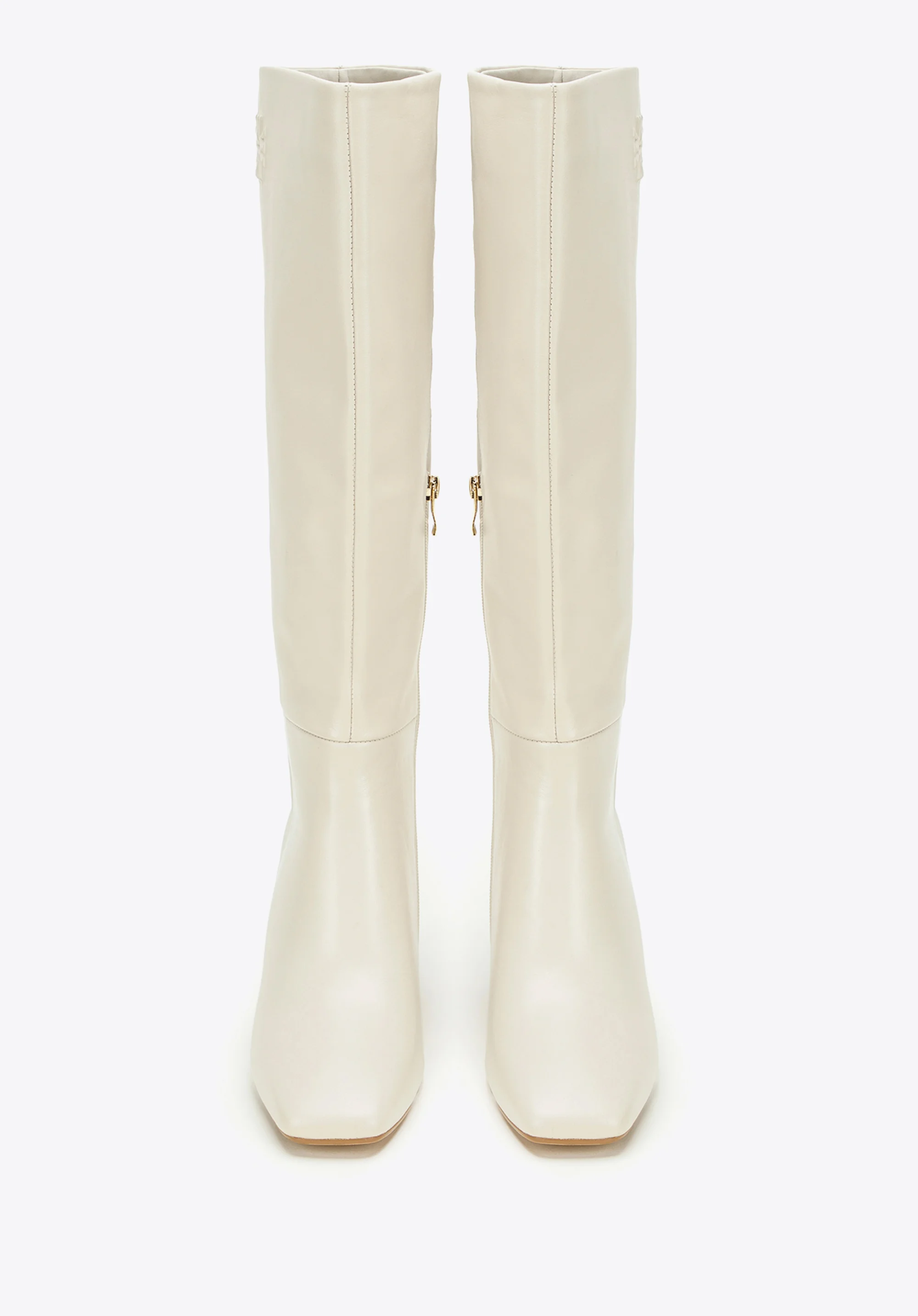 Damskie kozaki skórzane z monogramem