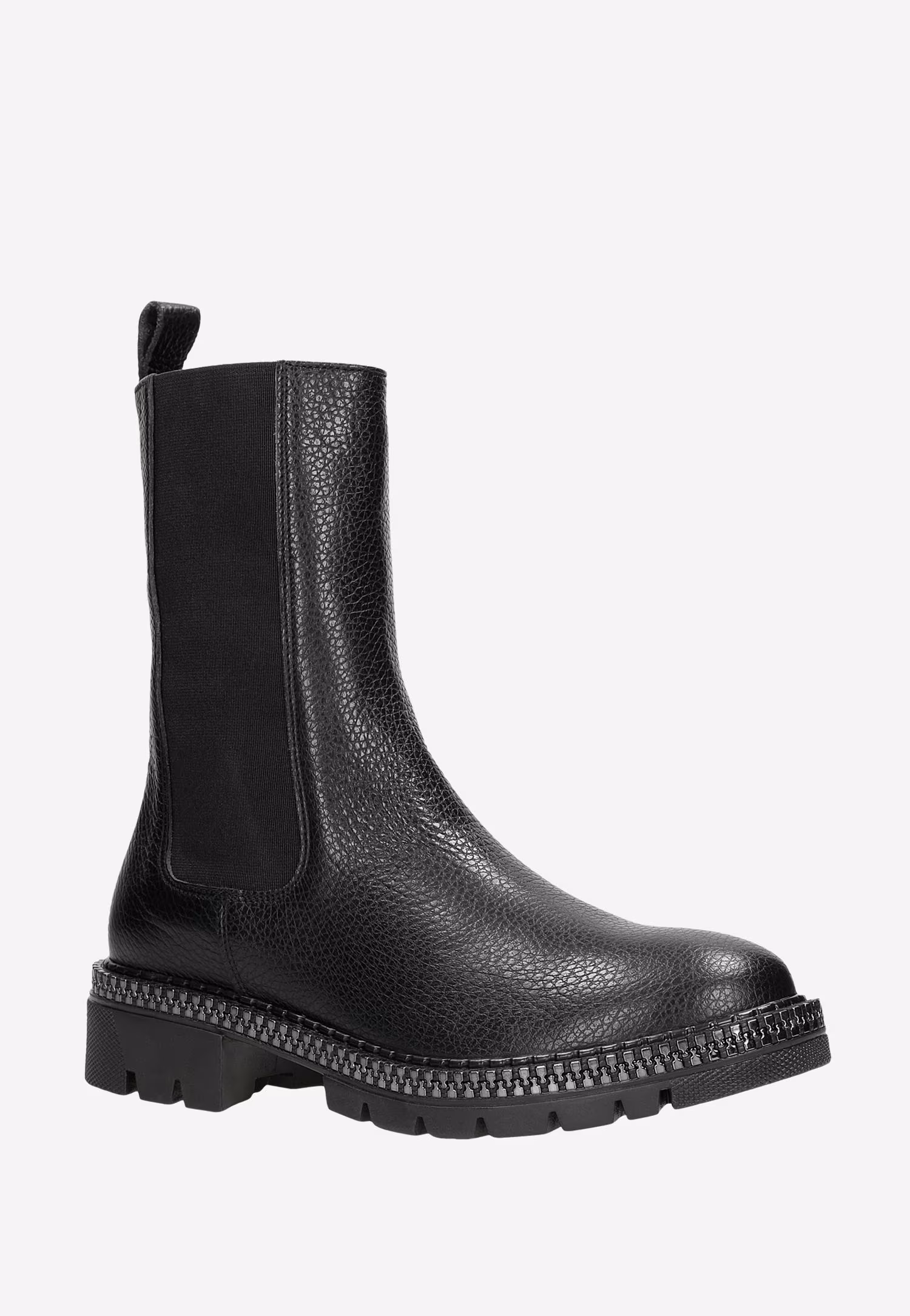 Czarne botki damskie sztyblety ze skóry licowej